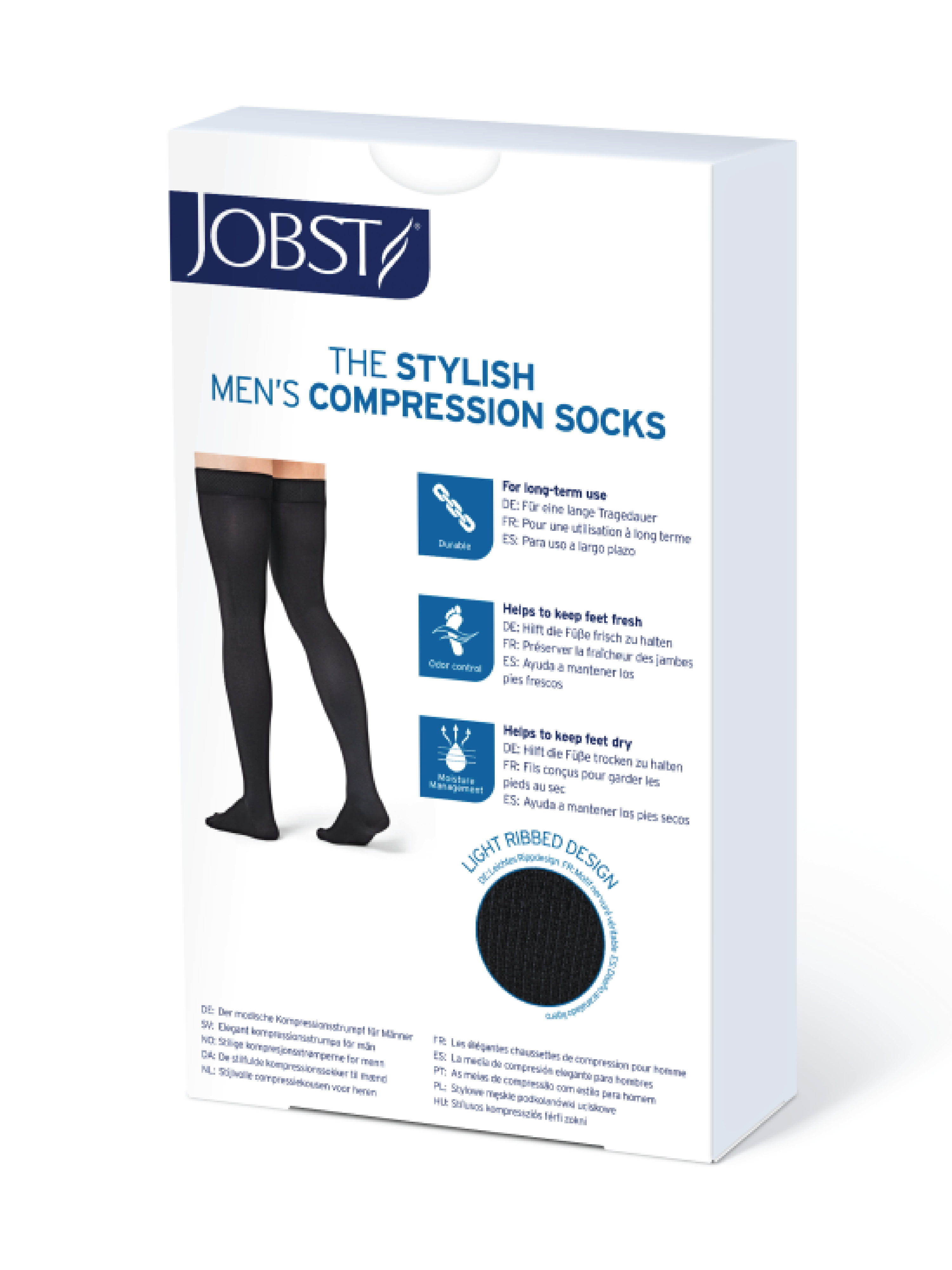JOBST For Men lårstrømpe, Klasse 1, medium, sort, 1 par