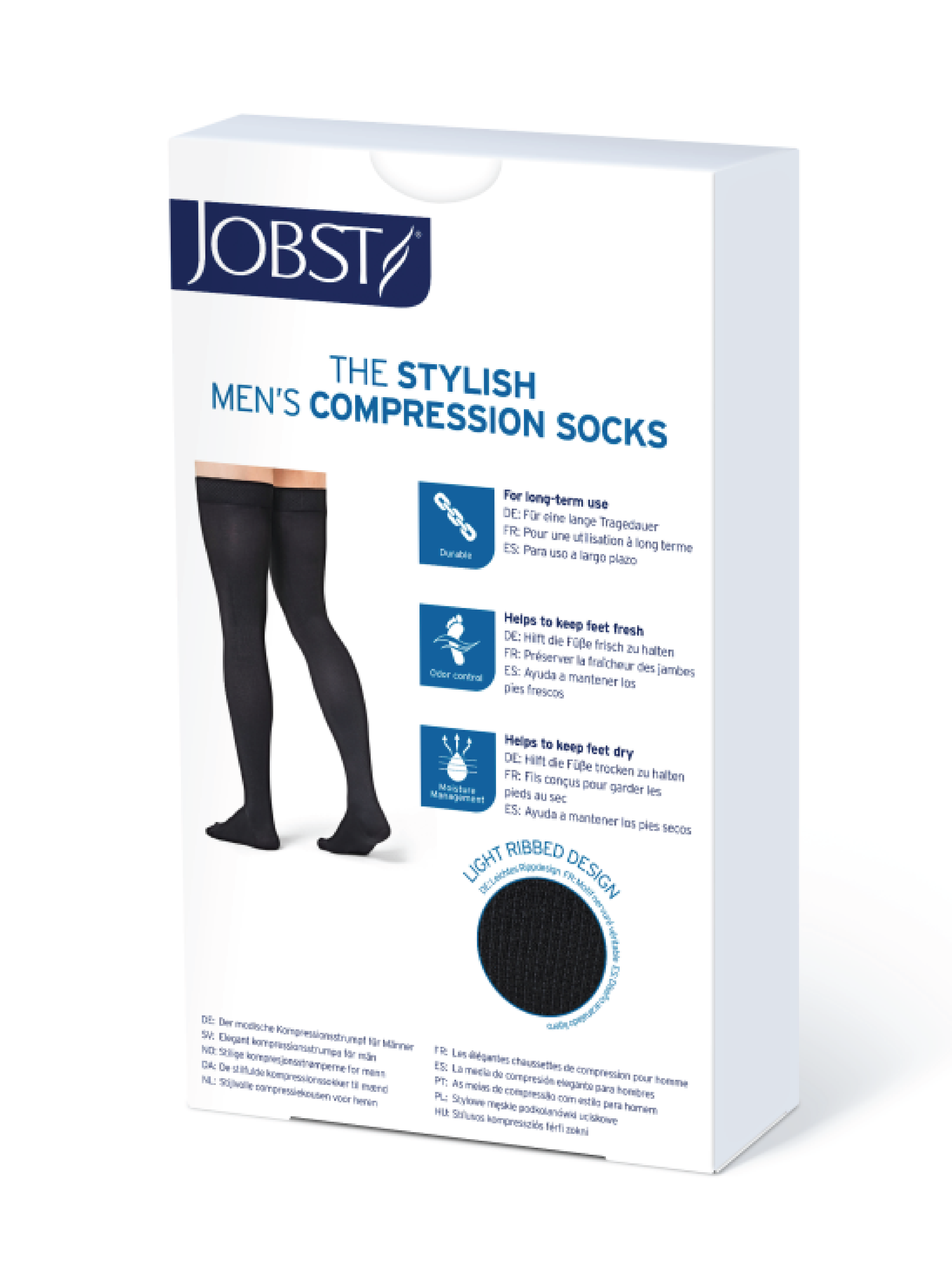 JOBST For Men lårstrømpe, Klasse 1, small, sort, 1 par