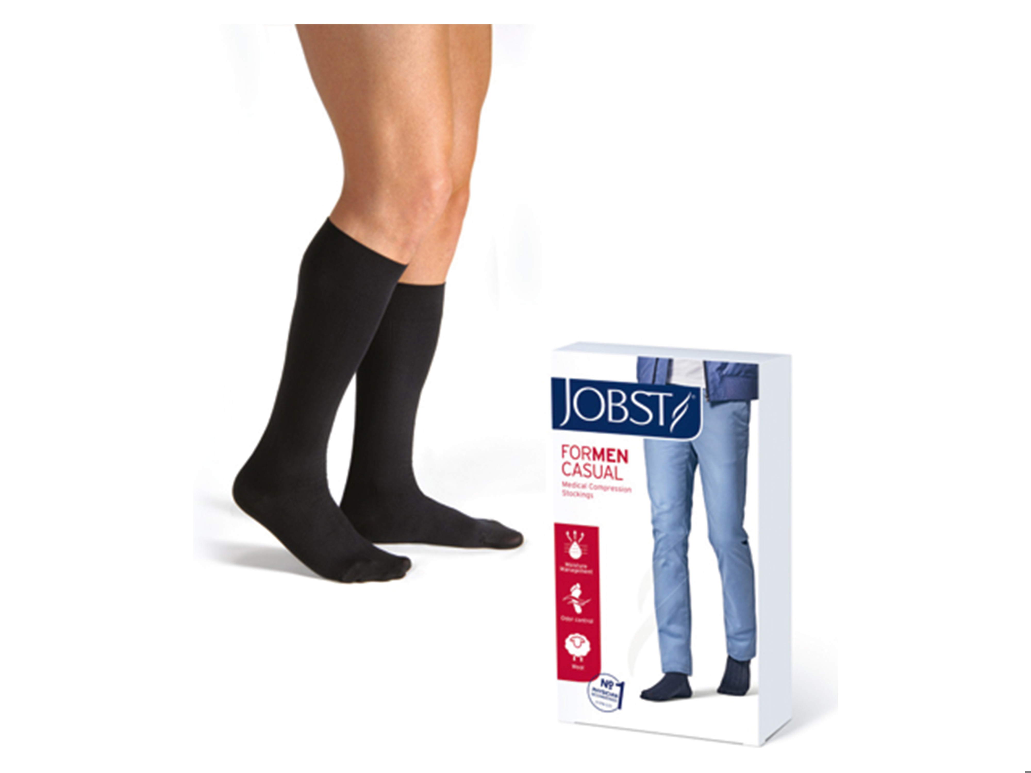 JOBST For Men Casual knestrømpe klasse1, Small, sort, 1 par