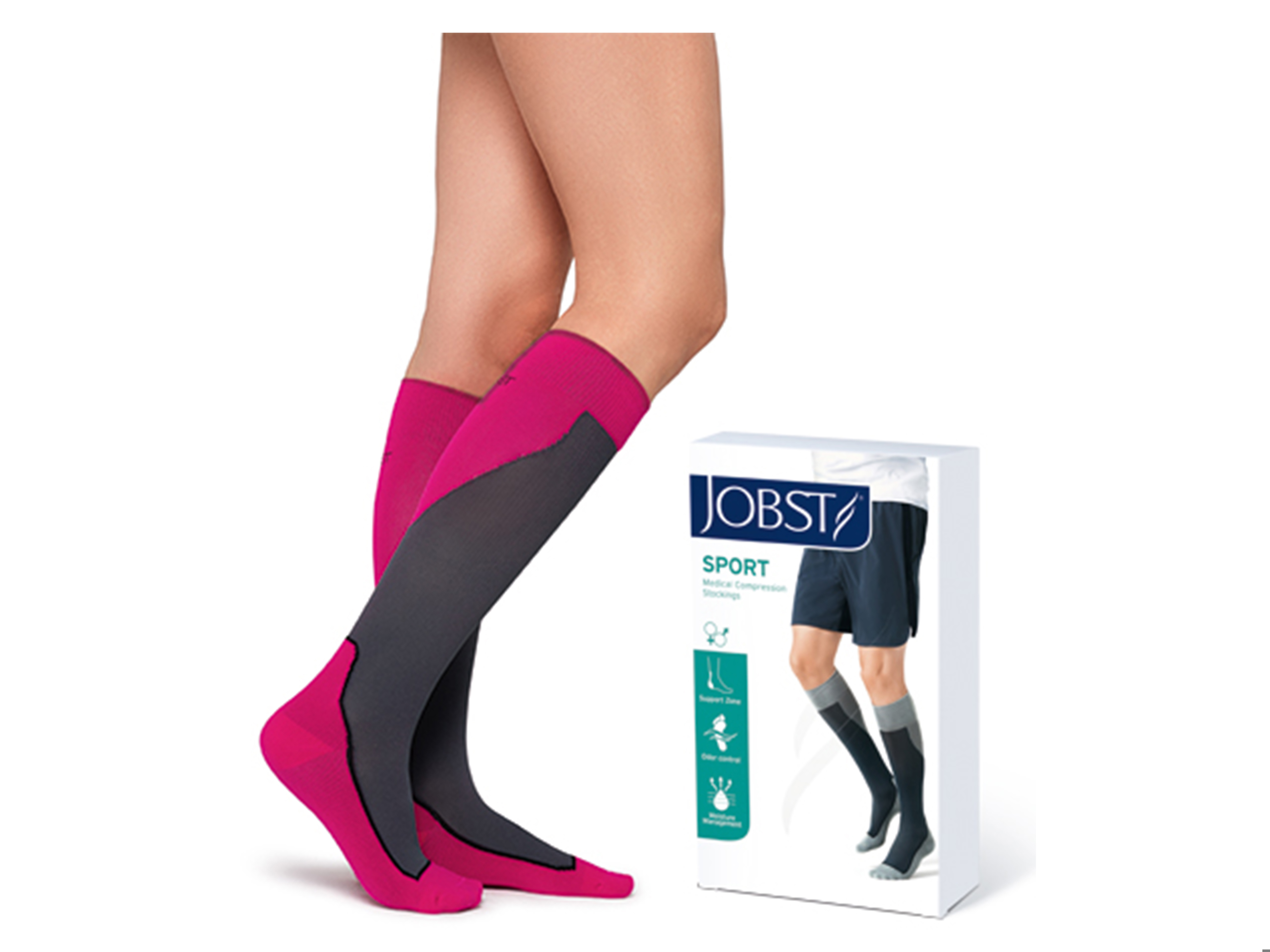 JOBST Jobst Sport knestrømpe klasse1, Large, rosa, 1 par