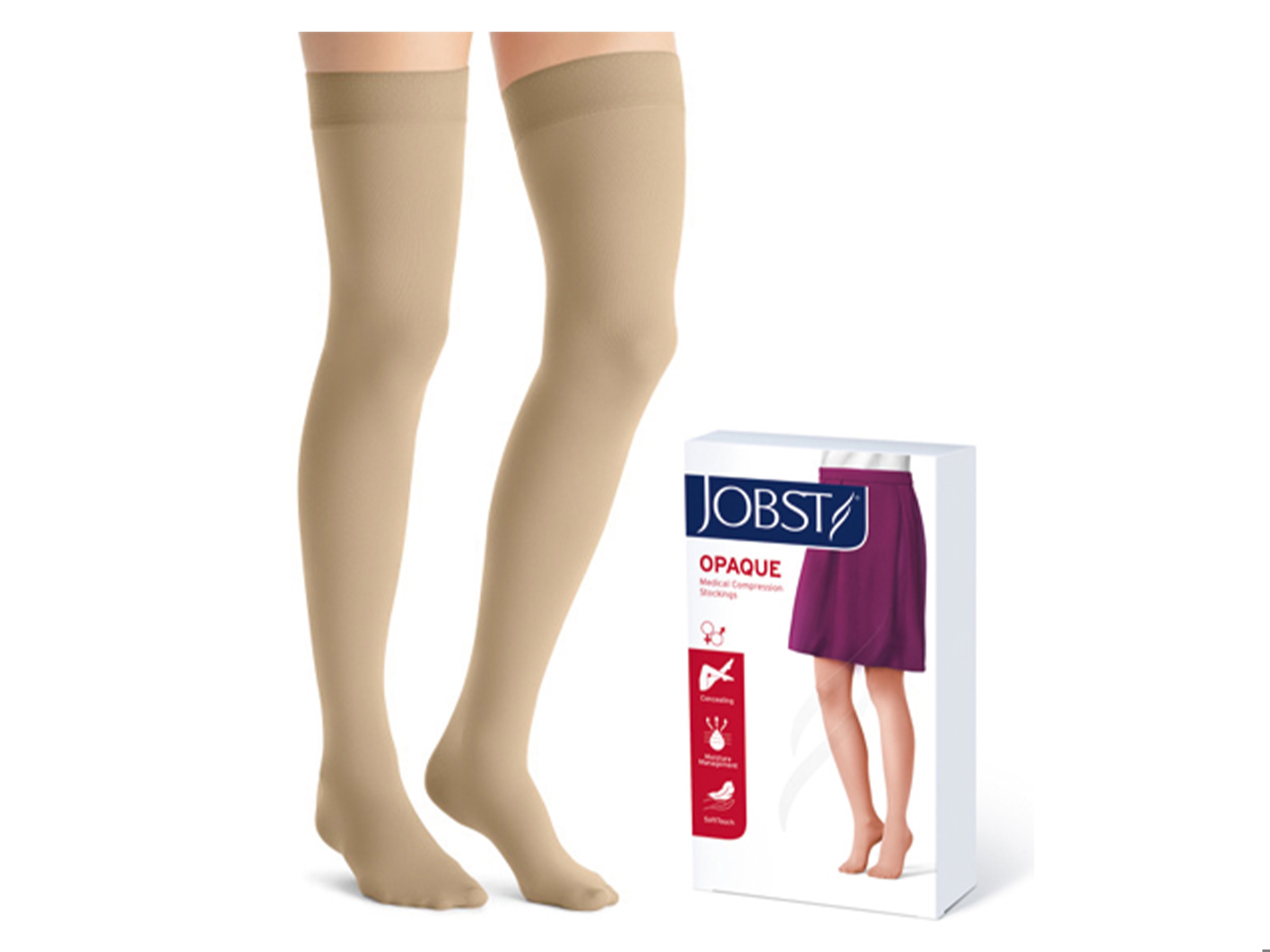 JOBST Opaque lårstrømpe, Medium, natural, 1 par
