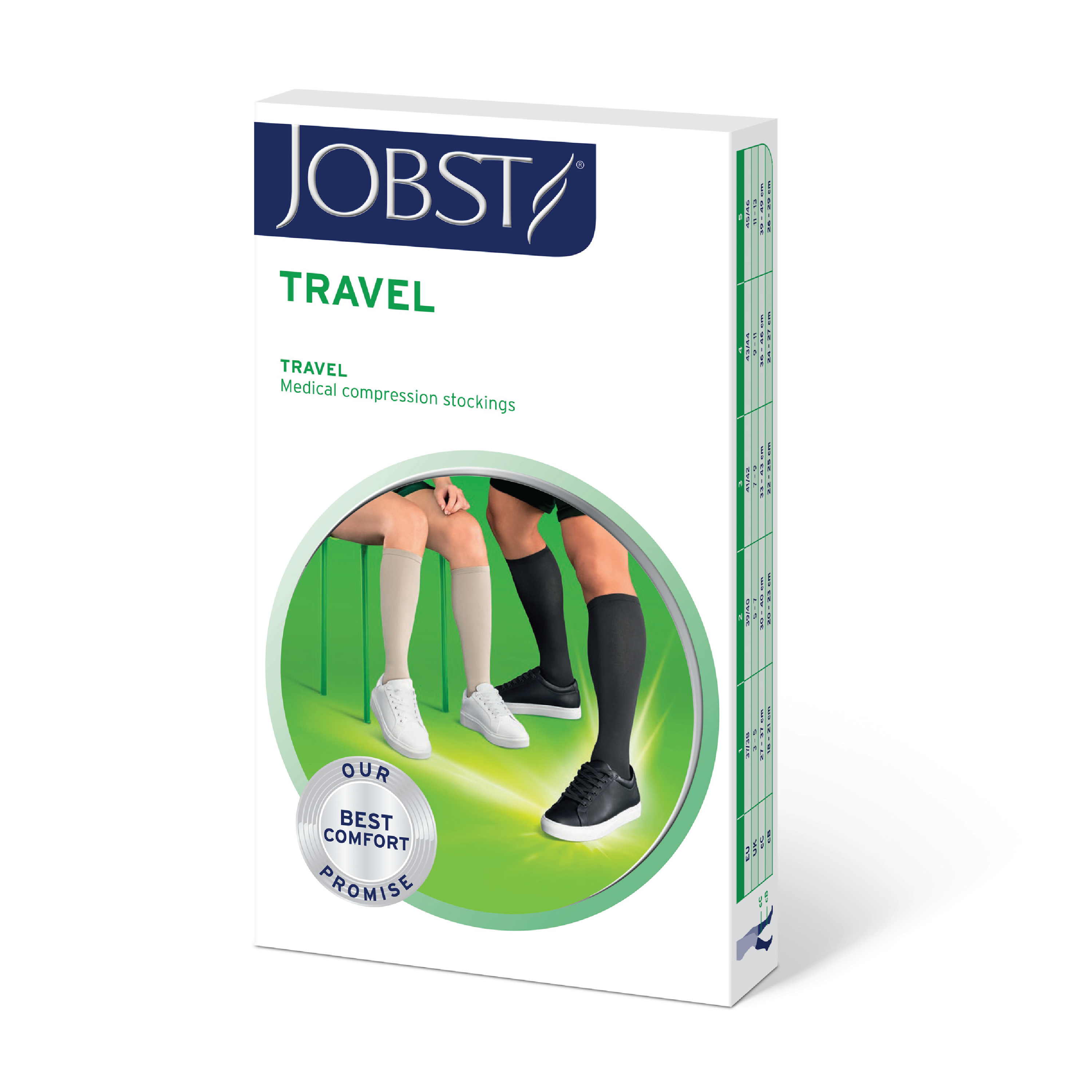 JOBST Travel knestrømpe klasse1, 39/40, sort, 1 par