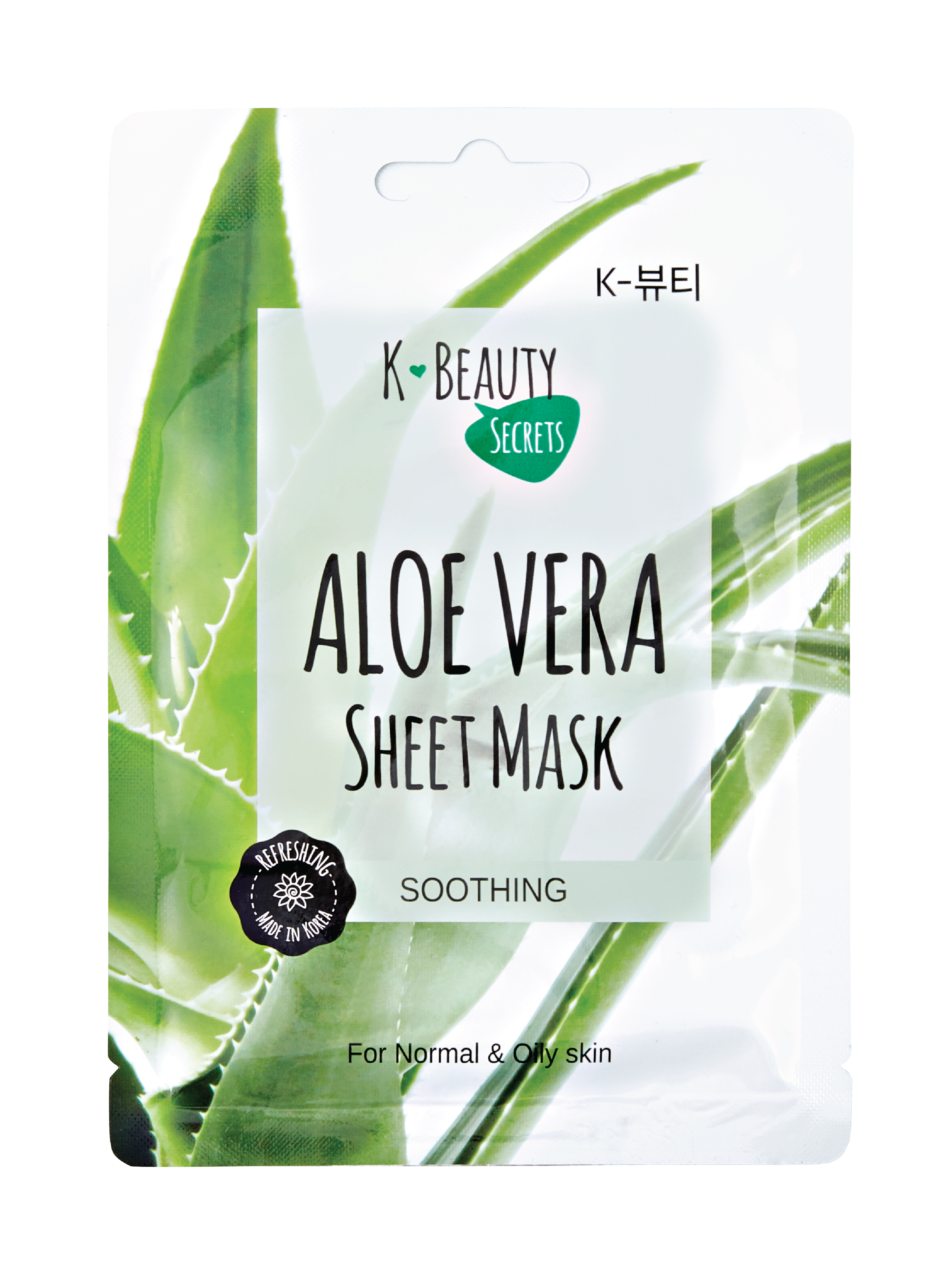 K-Beauty Secrets Aloe Vera Sheet Mask, 1 stk.