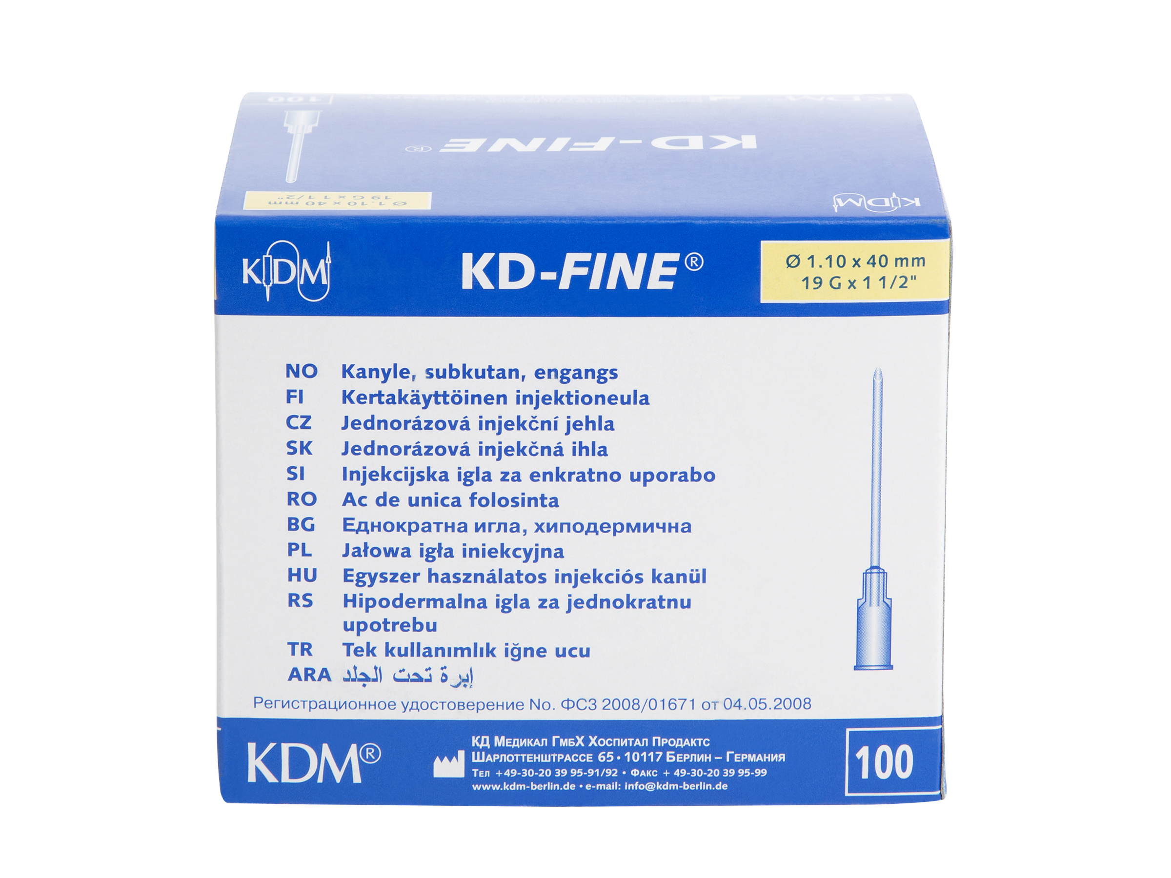 KDM KD-fine kanyler til injeksjon, 19G X 11/2",  100 stk.