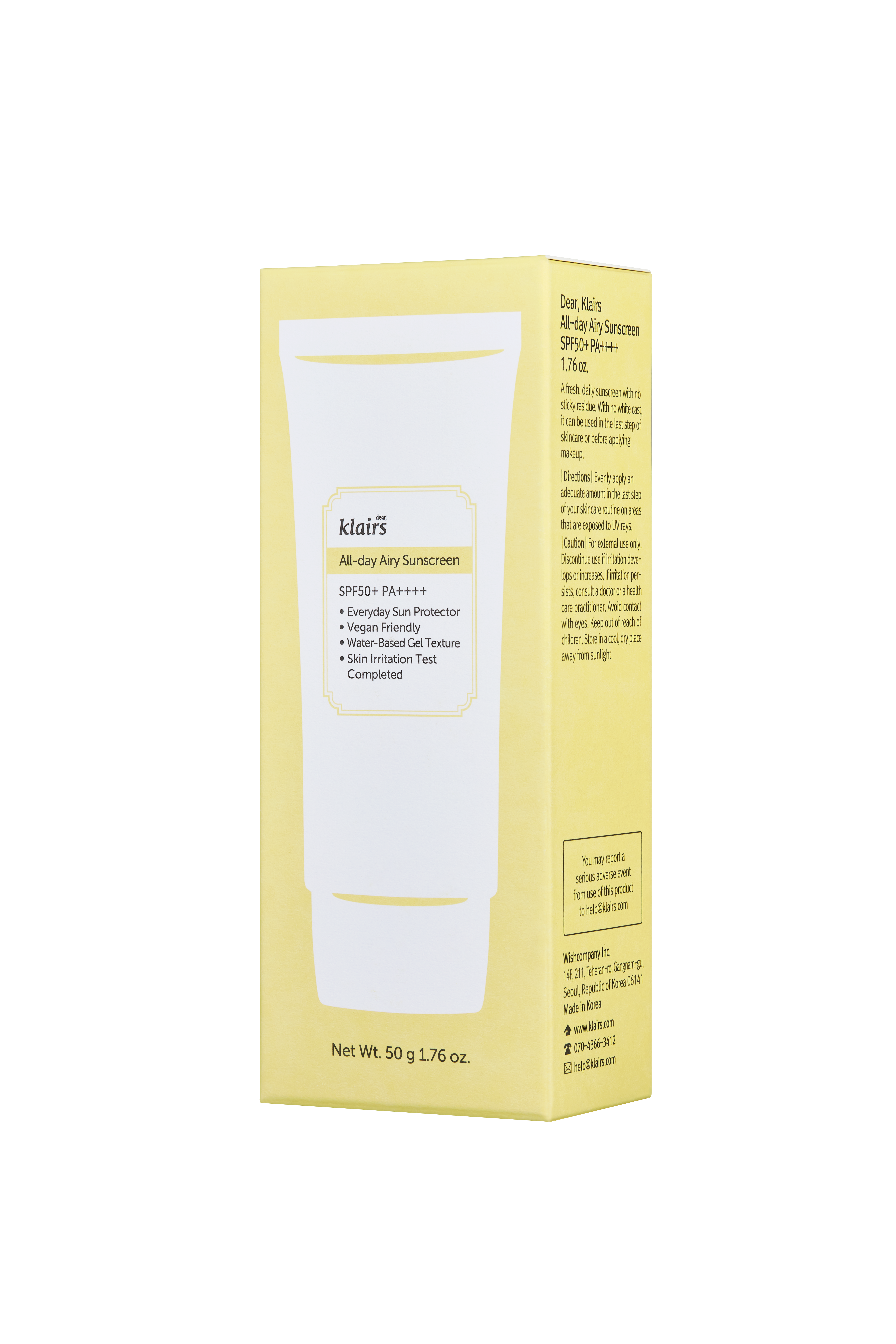 Klairs All-day Airy Sunscreen SPF50+ PA++++, 50 ml