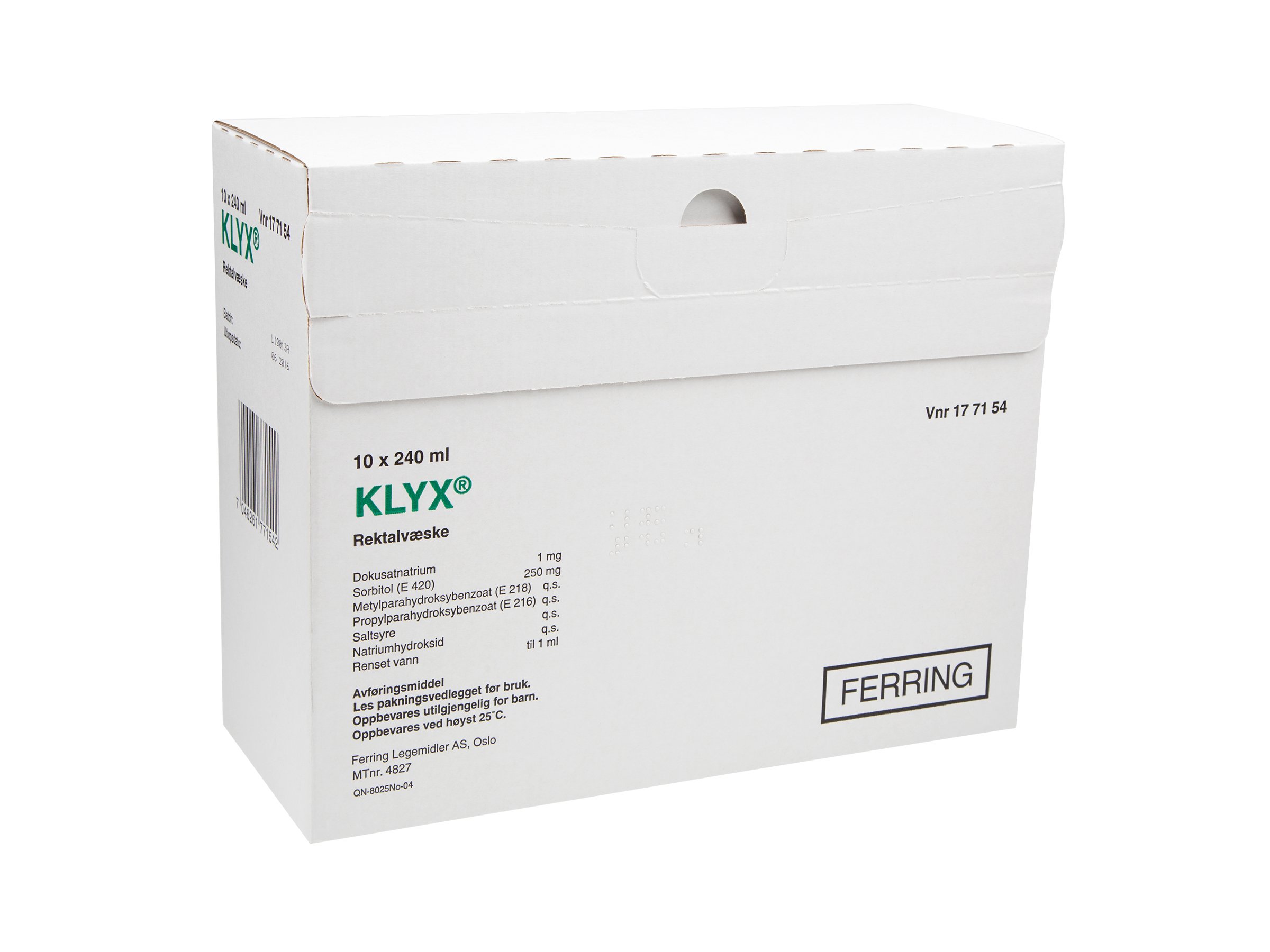 Klyx Rektalvæske (klystèr), 10 x 240 ml.