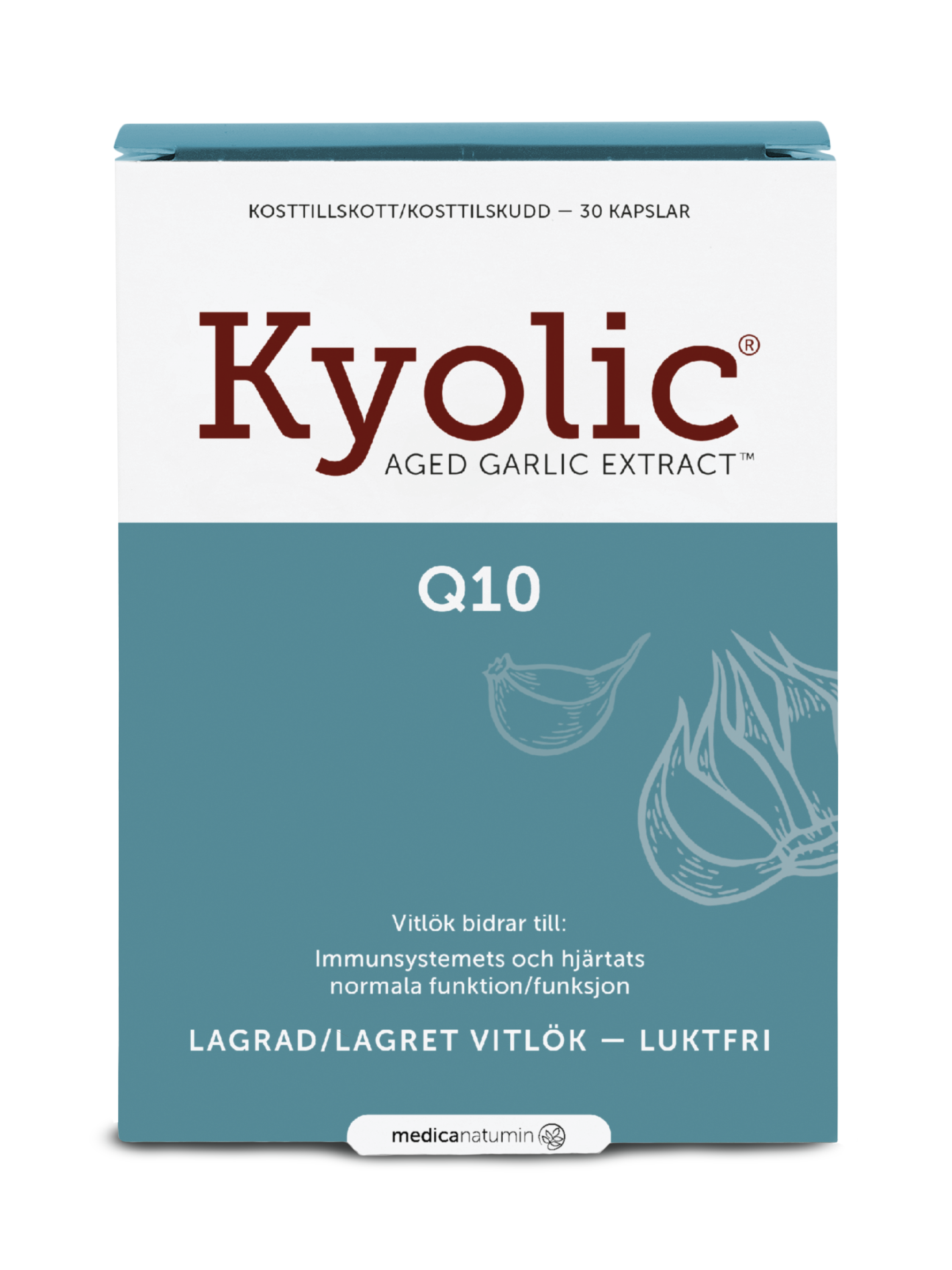 Kyolic Aged Garlic Extract + Q10, kapsler, 30 stk.