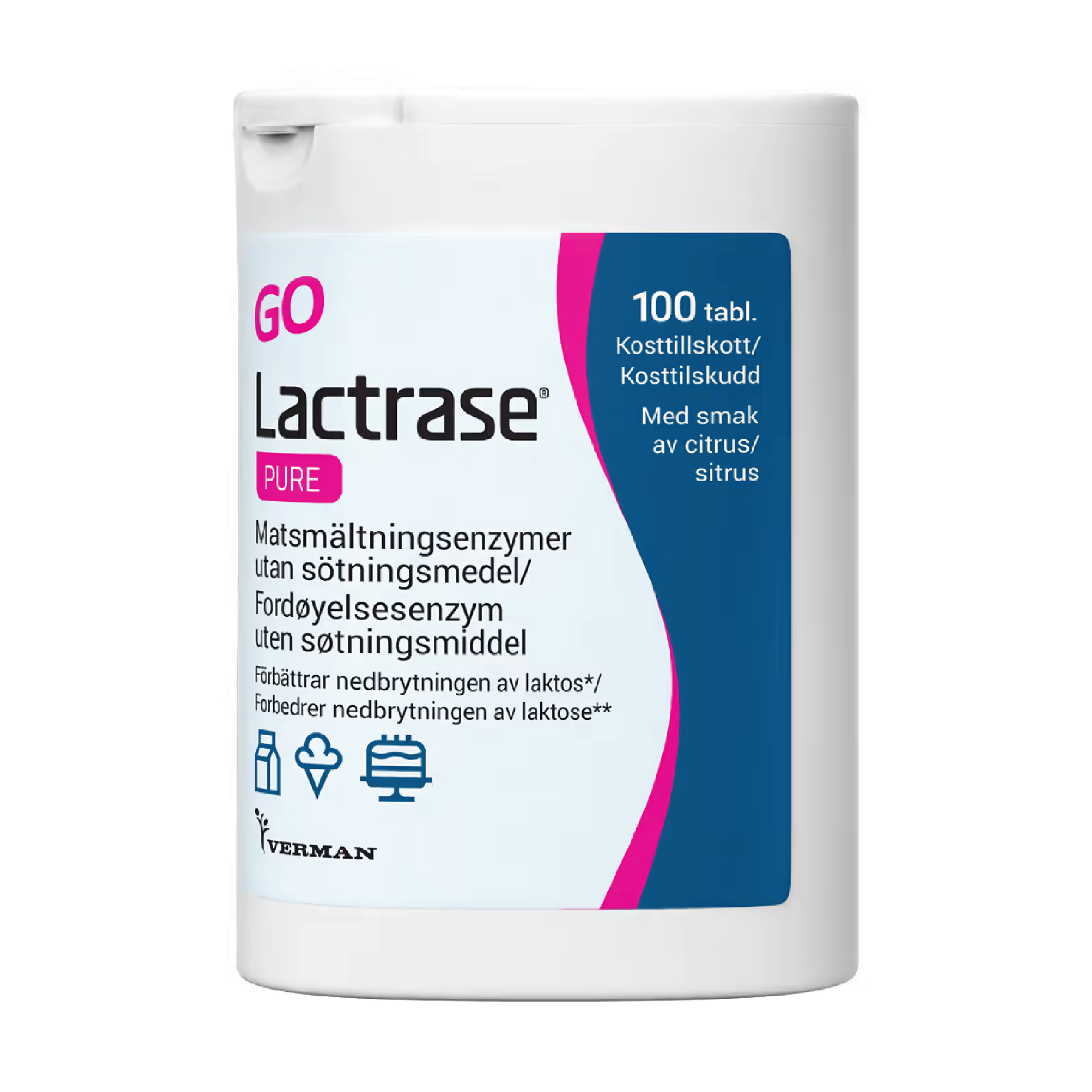 Lactrase GO Pure Tyggetabletter, 100 stk.