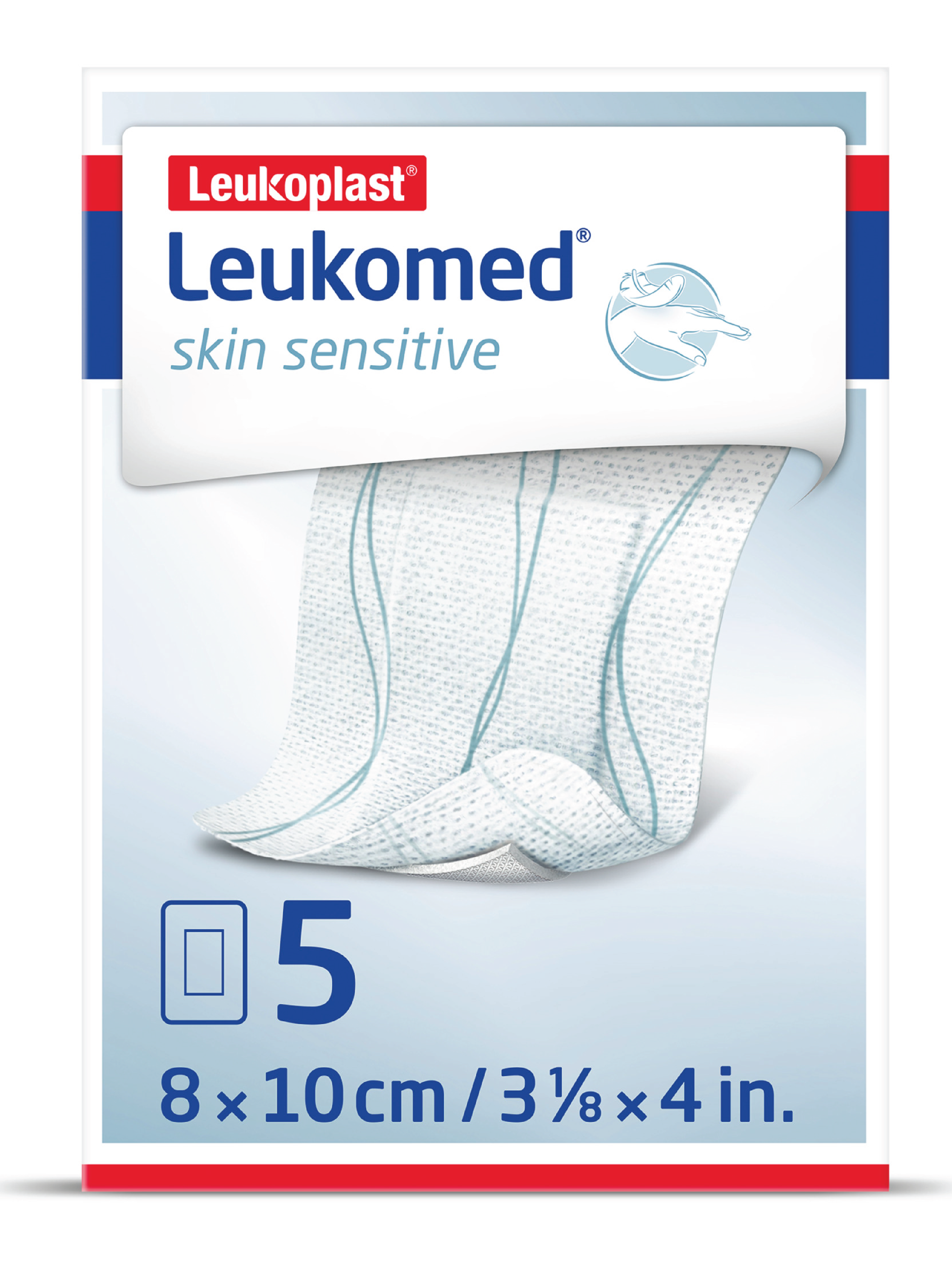 Leukoplast Leukomed Skin Sensitive Sårbandasje, 8x10cm, 5 stk.