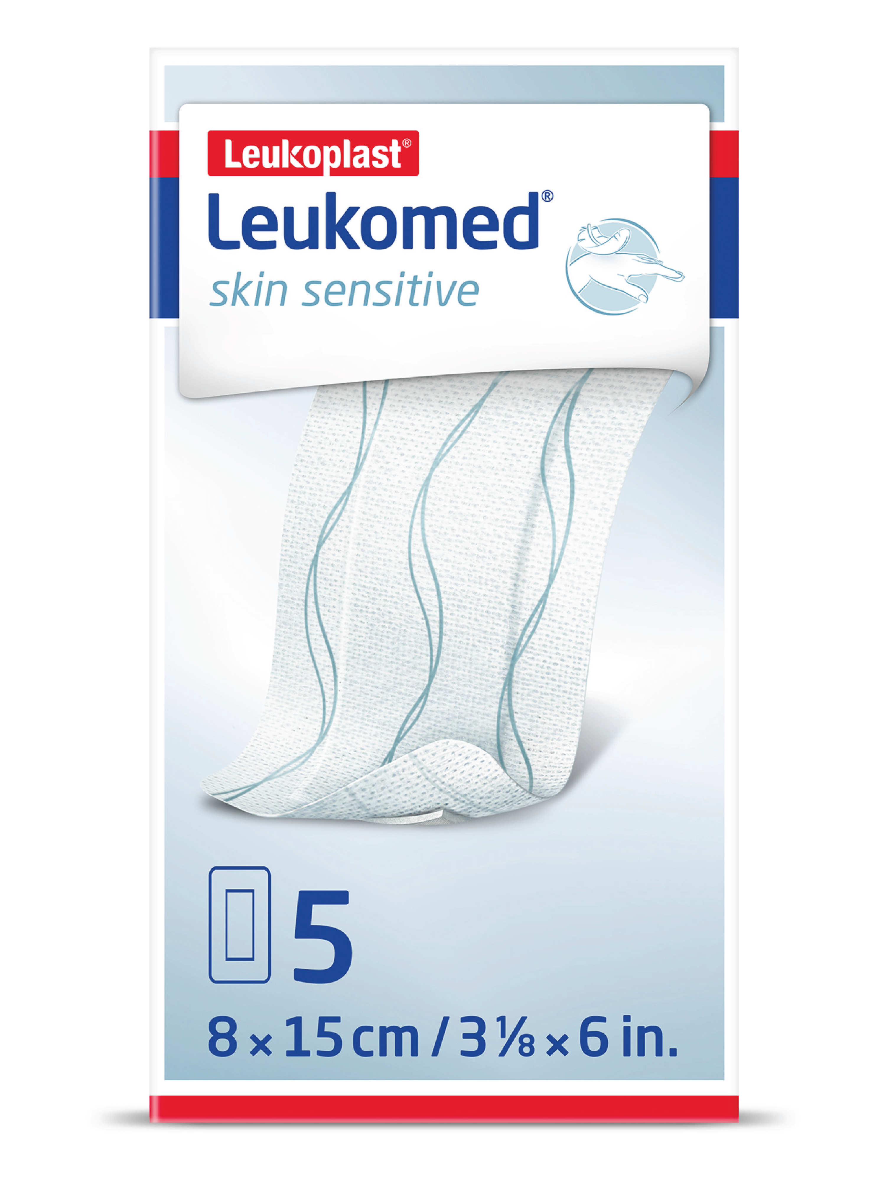 Leukoplast Leukomed Skin Sensitive Sårbandasje, 8x15cm, 5 stk.