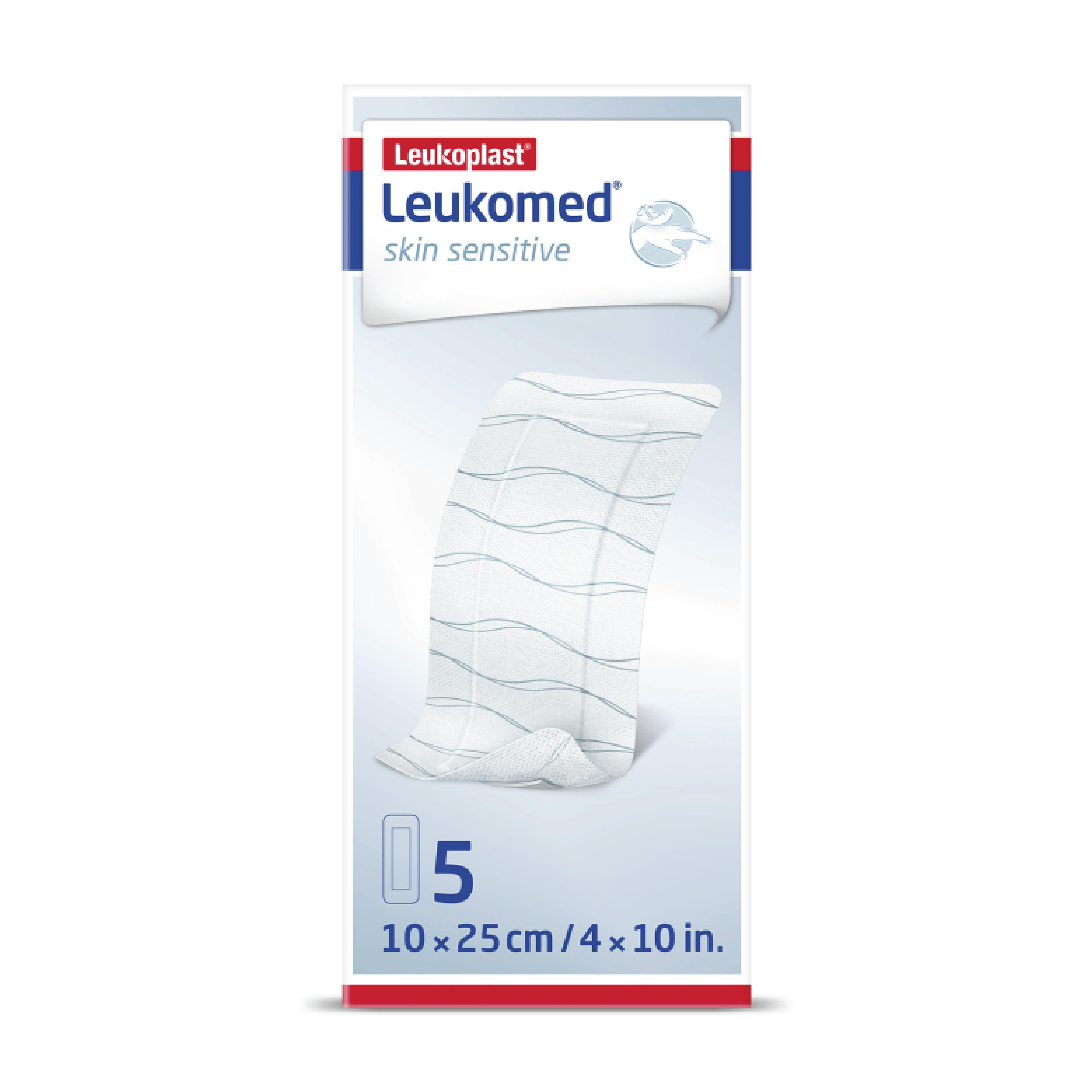 Leukoplast Leukomed Skin Sensitive Sårbandasje, 10x25 cm, 5 stk.