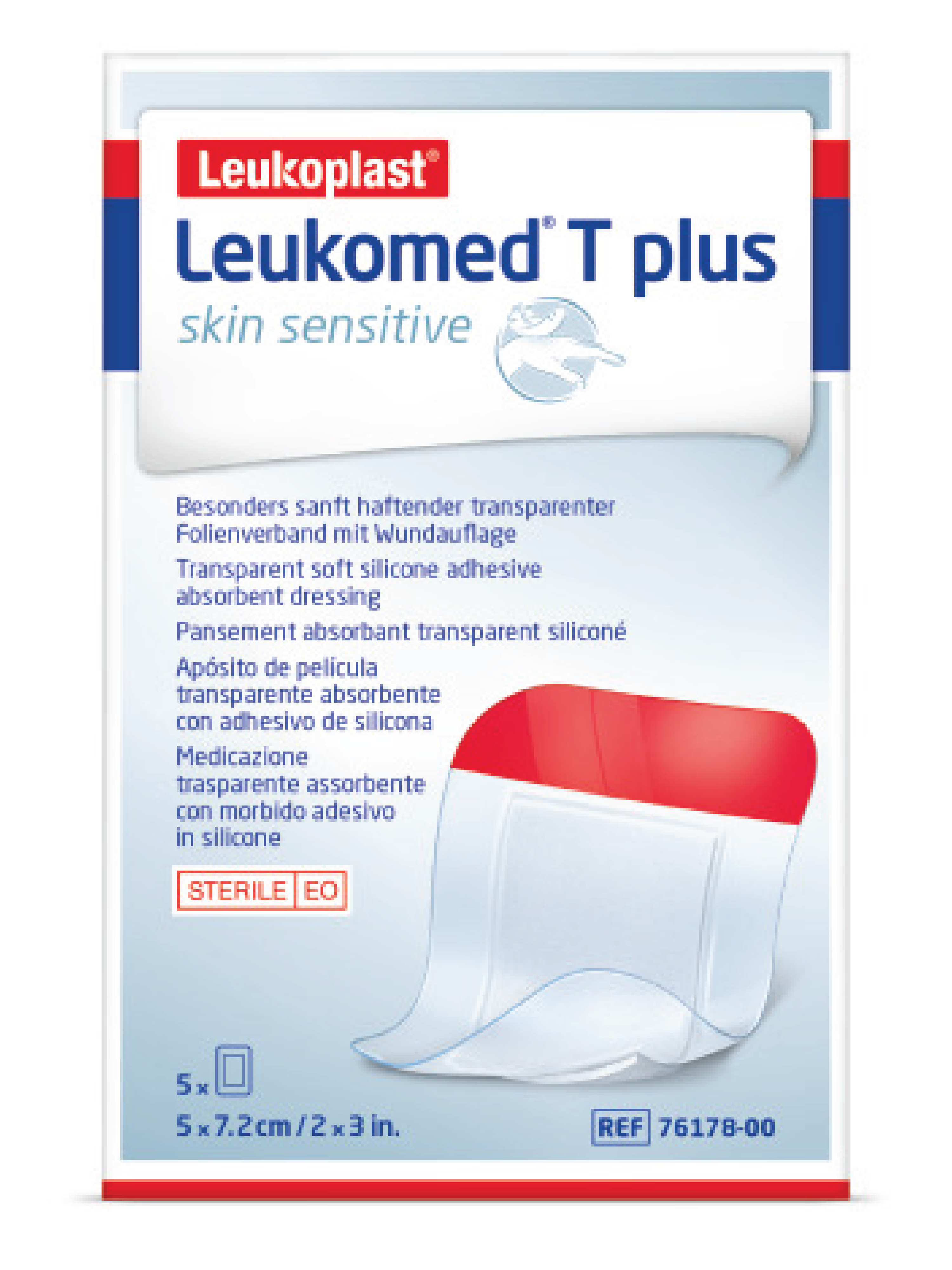 Leukoplast Leukomed T-Plus Skin Sensitive Filmbandasje, 5x7,2cm, 5 stk.