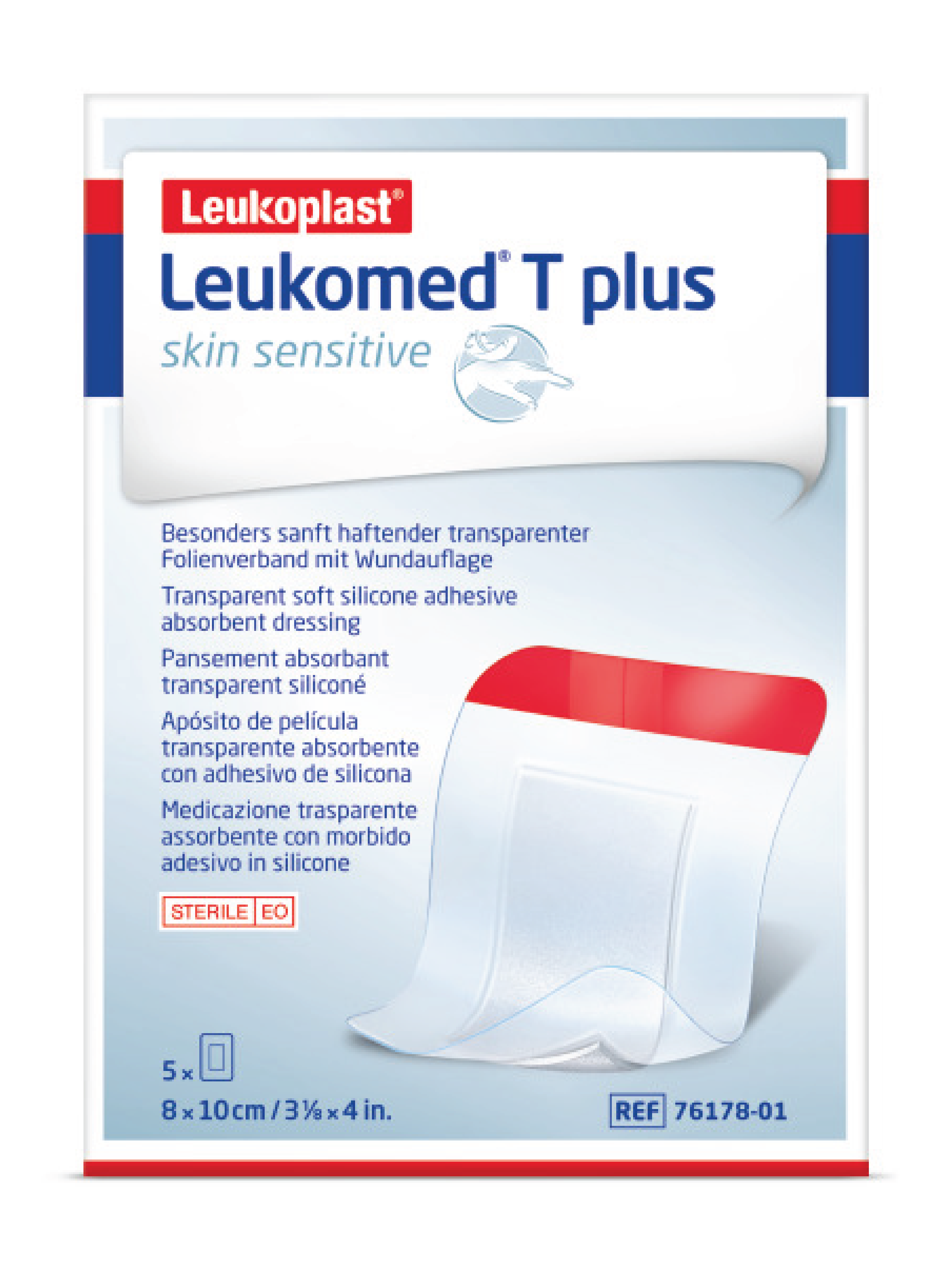 Leukoplast Leukomed T-Plus Skin Sensitive Filmbandasje, 8x10cm, 5 stk.