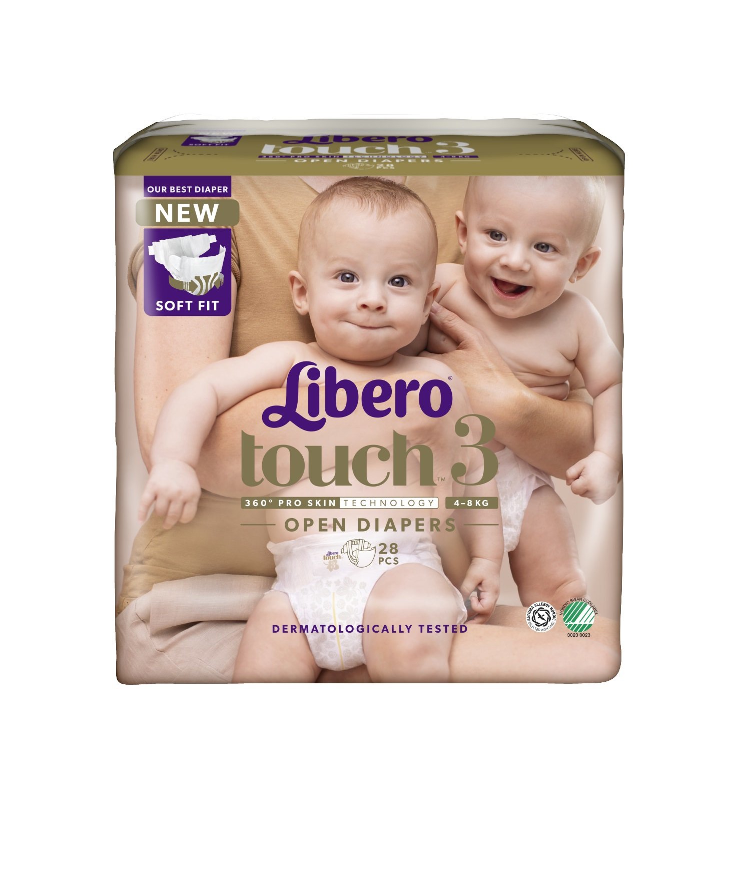 Libero Touch 3 Åpen Bleie, 4-8 kg, 28 stk.