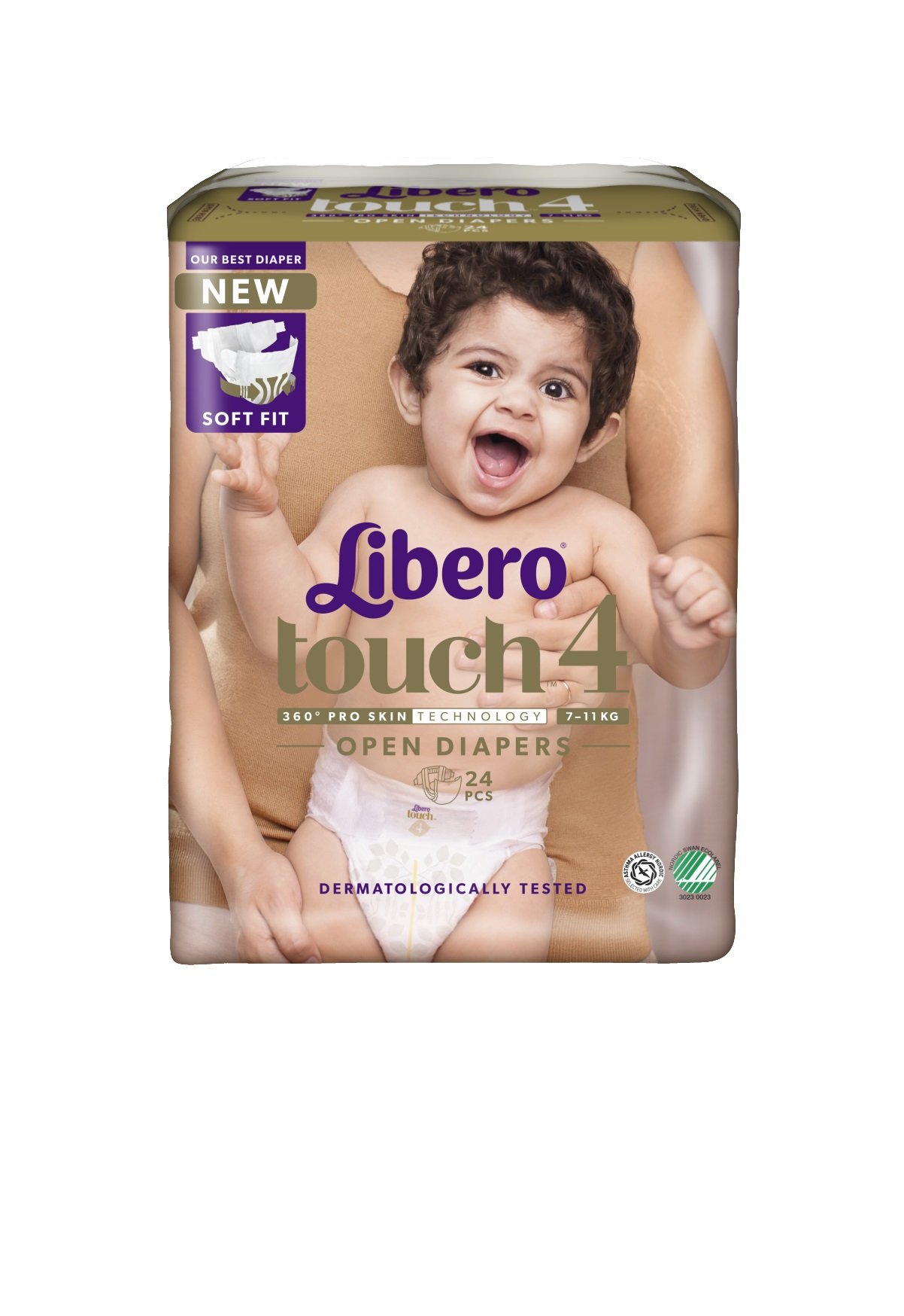 Libero Touch 4 Åpen Bleie, 7-11 kg, 24 stk.