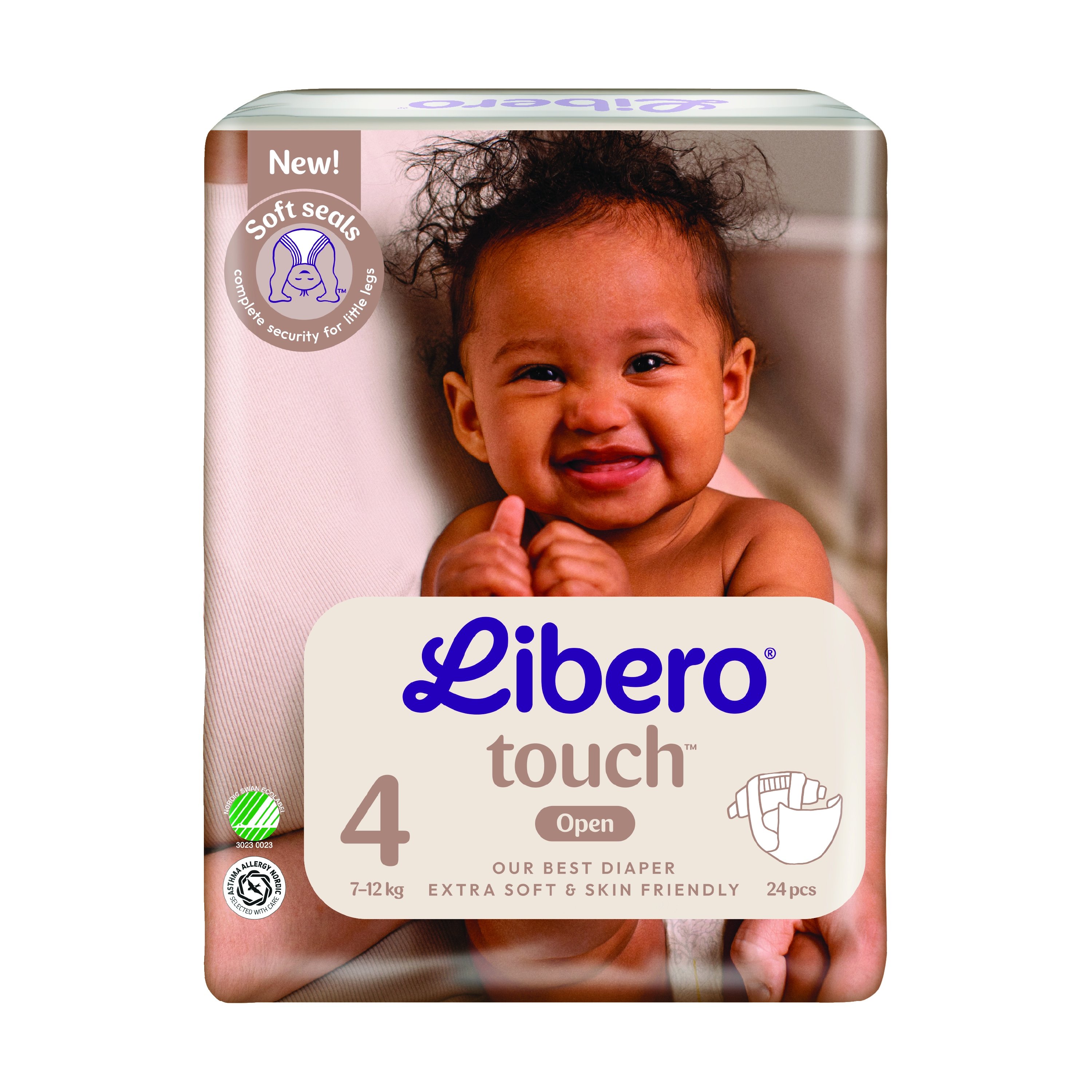 Libero Touch 4 Åpen Bleie, 7-11 kg, 24 stk.