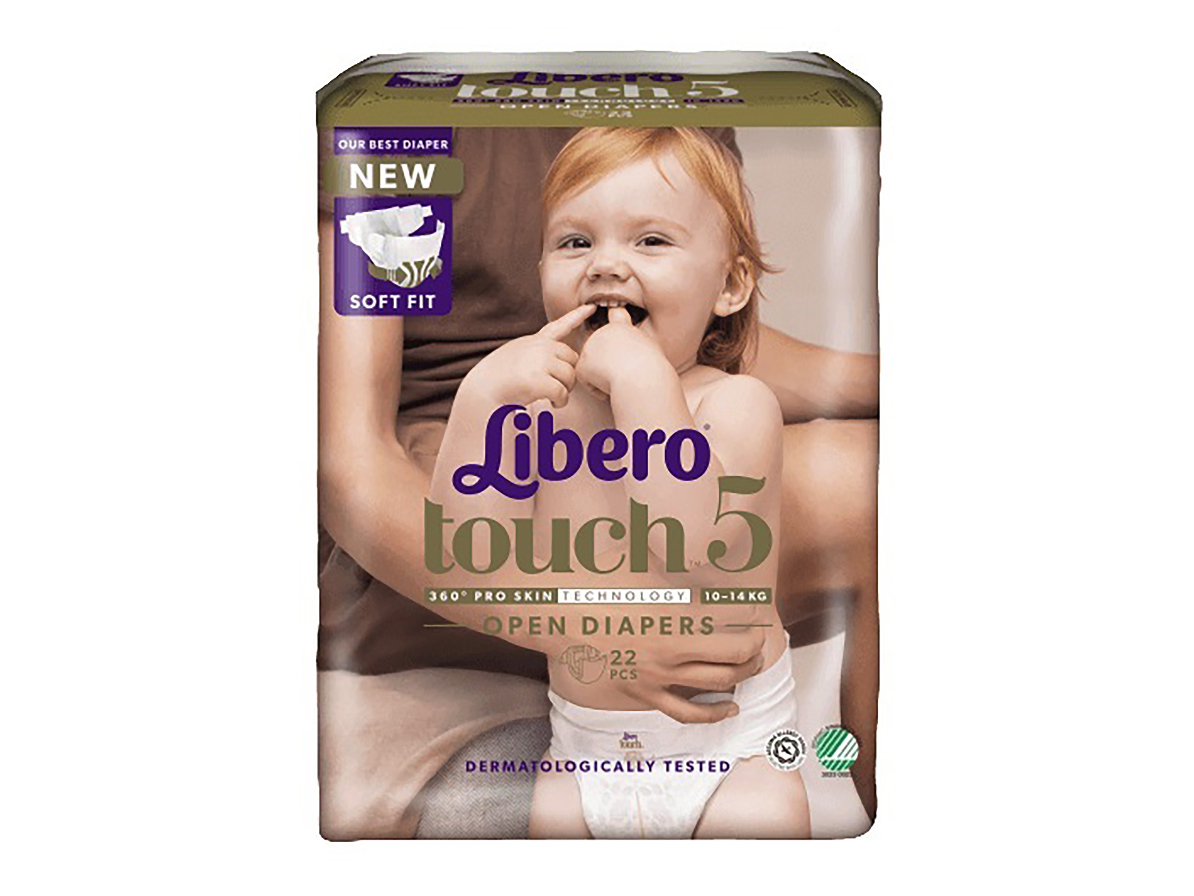 Libero Touch 5 Åpen Bleie, 10-14 kg, 22 stk.