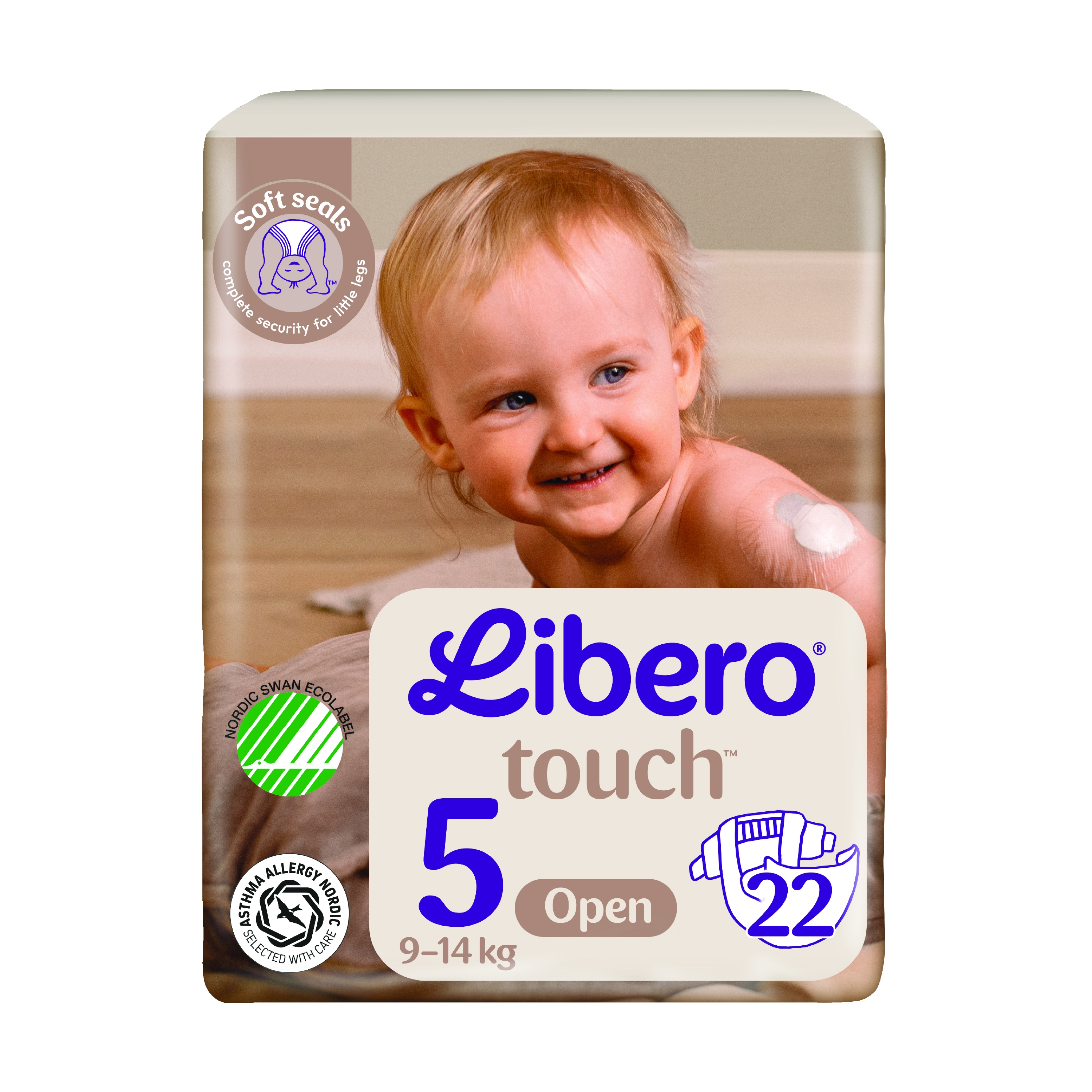 Libero Touch 5 Åpen Bleie, 10-14 kg, 22 stk.
