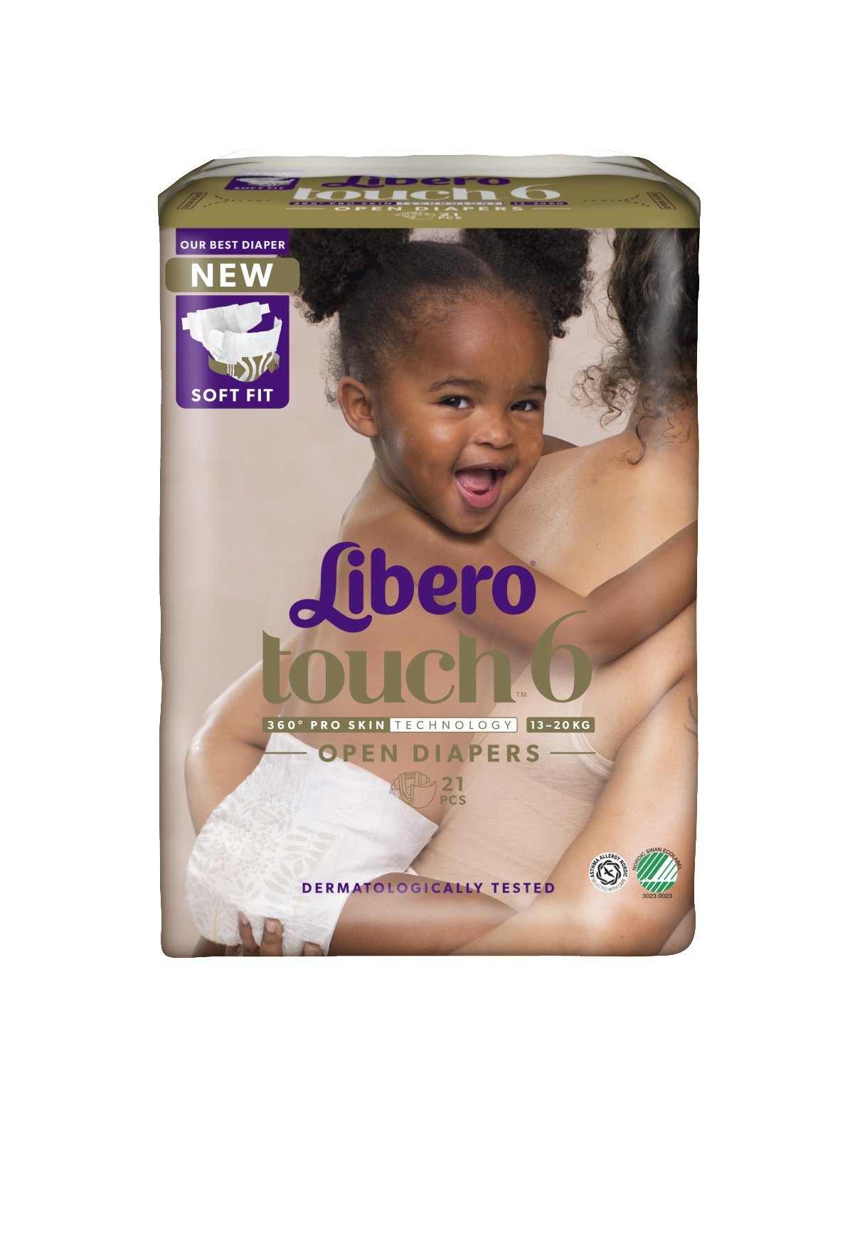 Libero Touch 6 Åpen Bleie, 13-20 kg, 21 stk.