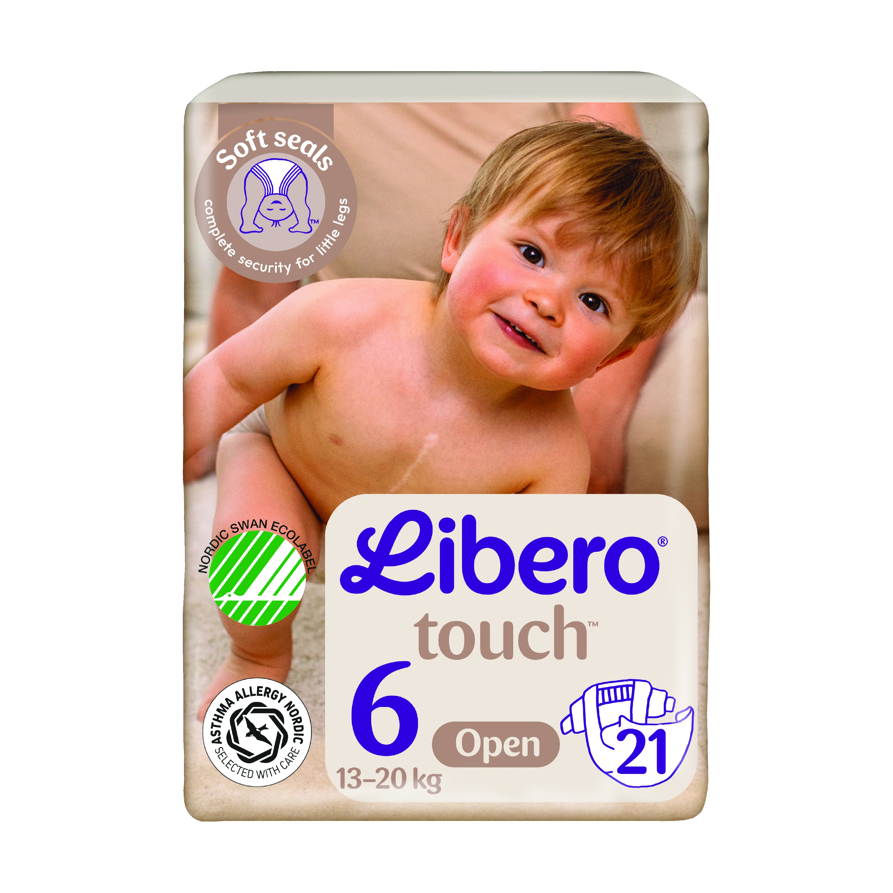 Libero Touch 6 Åpen Bleie, 13-20 kg, 21 stk.