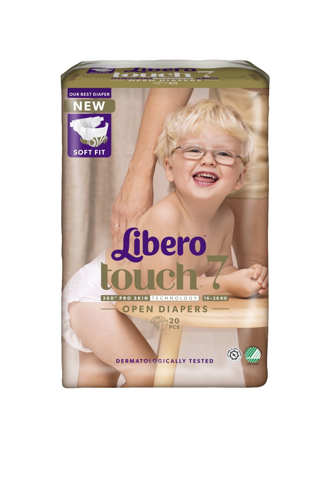 Libero Touch 7 Åpen Bleie, 16-26 kg, 20 stk.