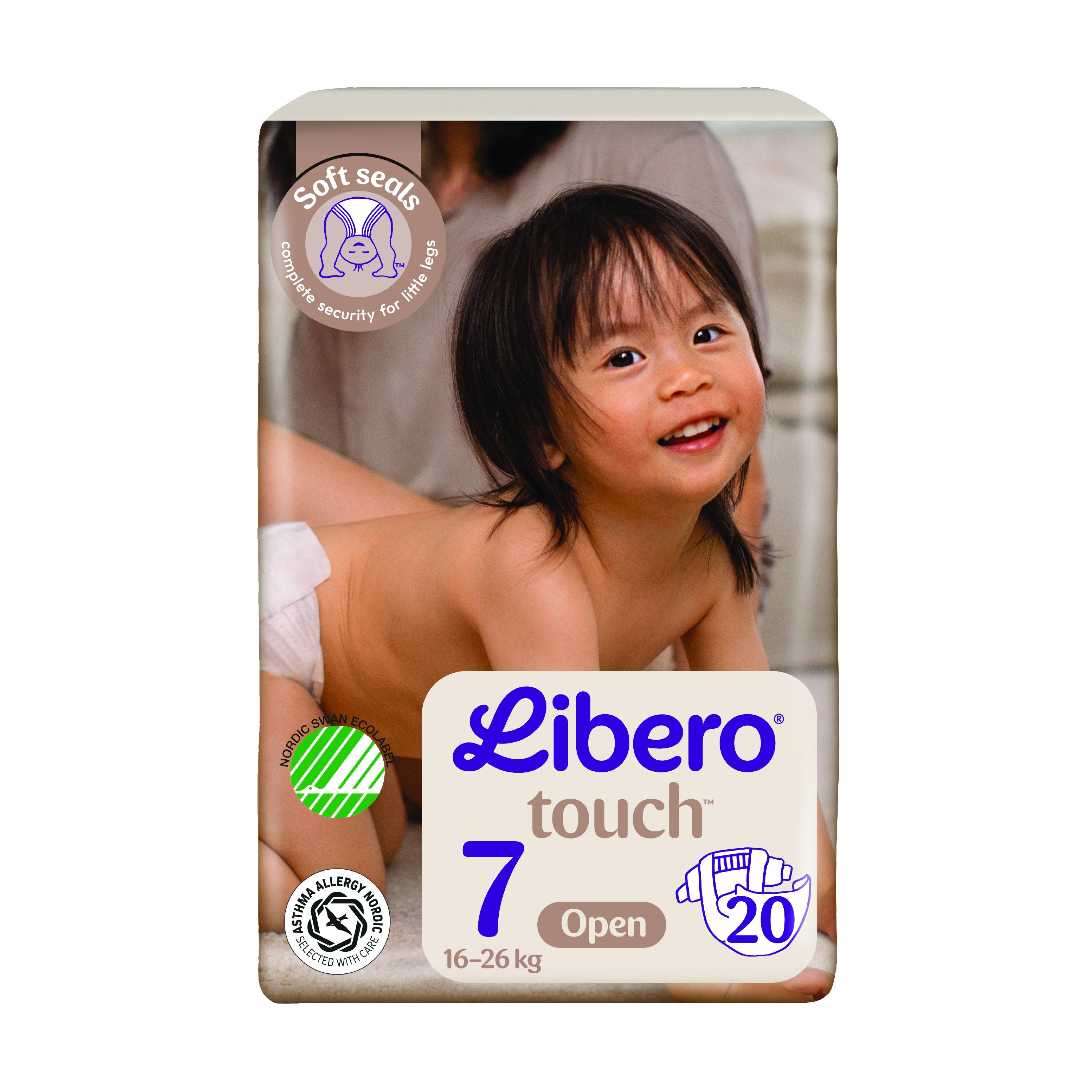 Libero Touch 7 Åpen Bleie, 16-26 kg, 20 stk.