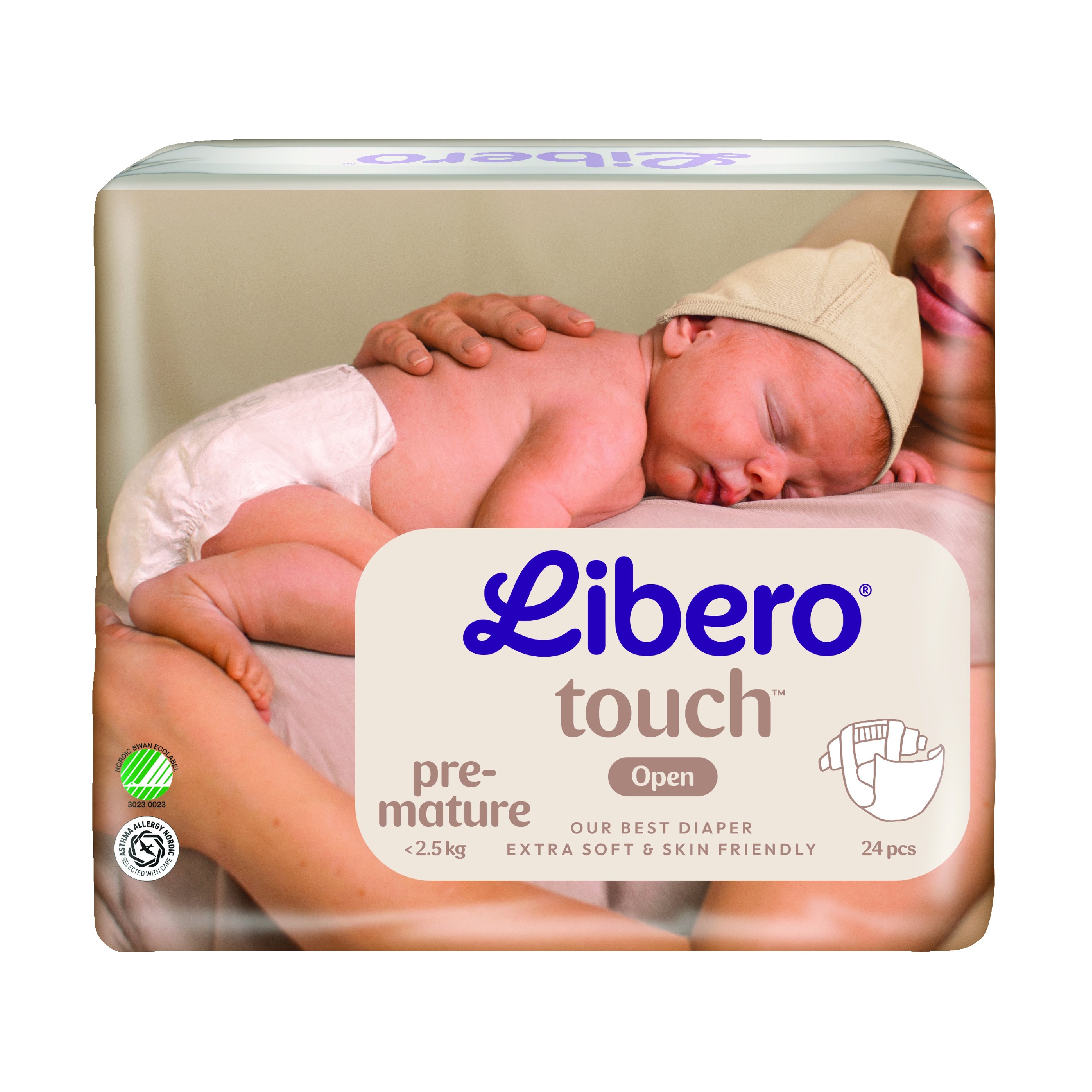 Libero Touch Premature, Åpne Bleier, <2,5 kg, 24 stk.