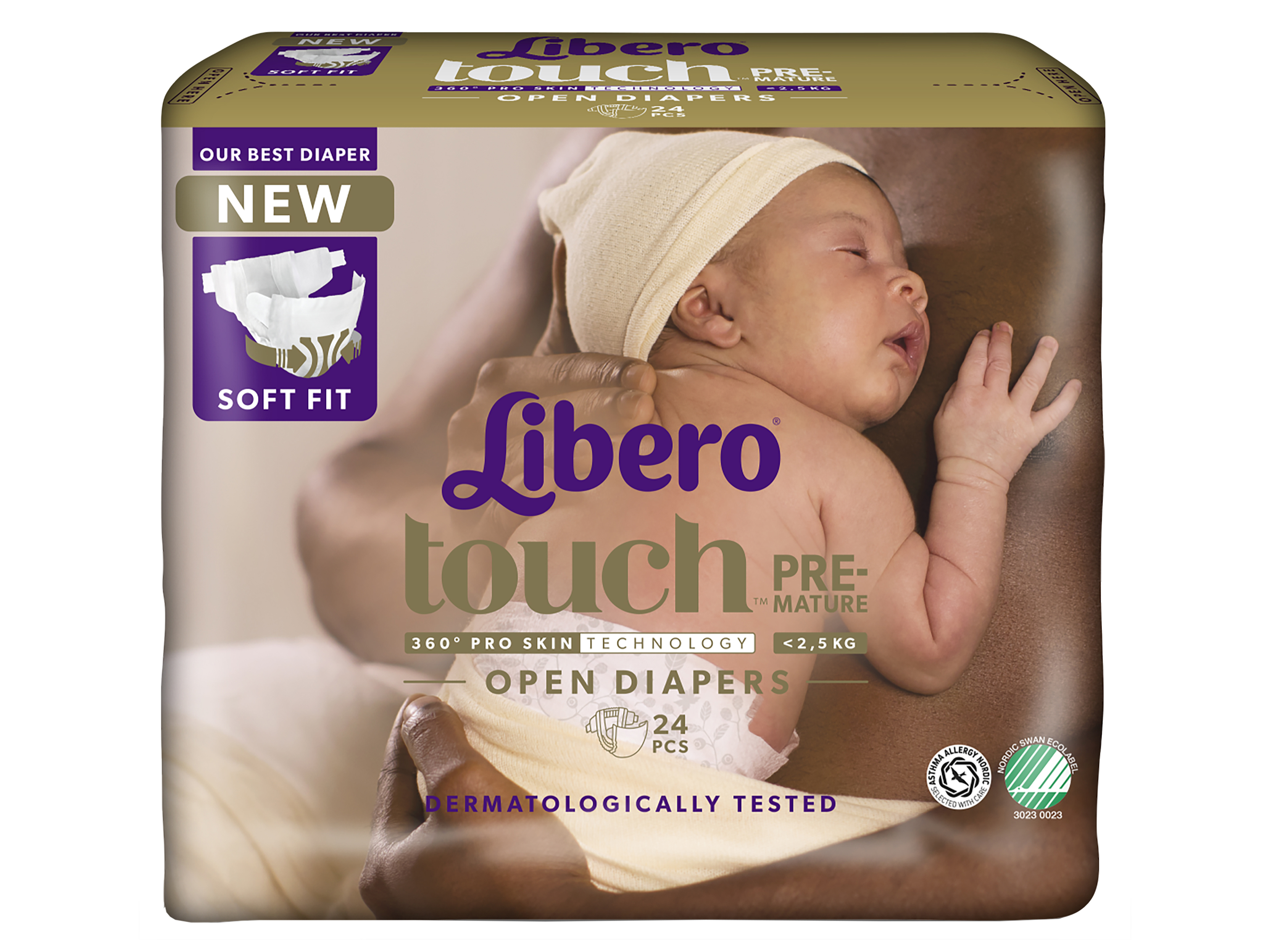 Libero Touch Premature, Åpne Bleier, <2,5 kg, 24 stk.