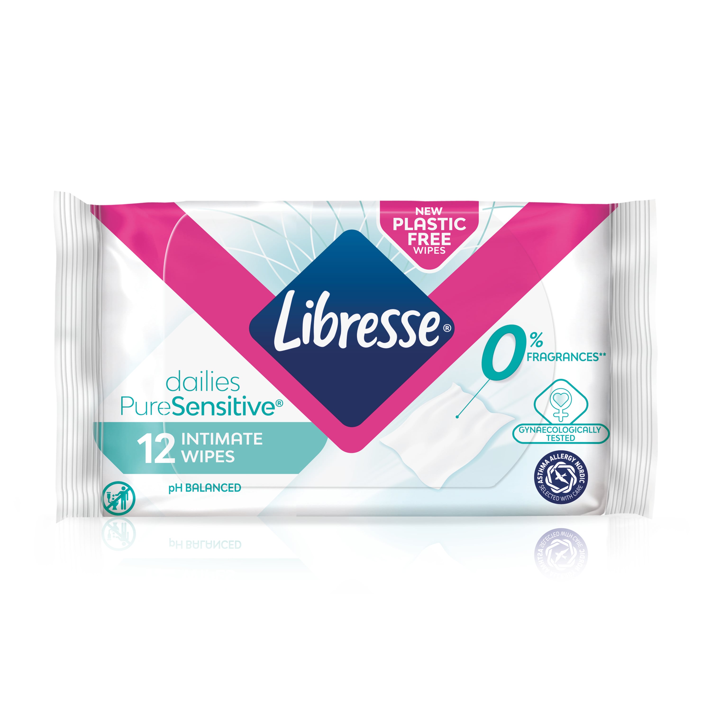 Libresse Dailies PureSensitive Intimate Wipes, 12 stk.