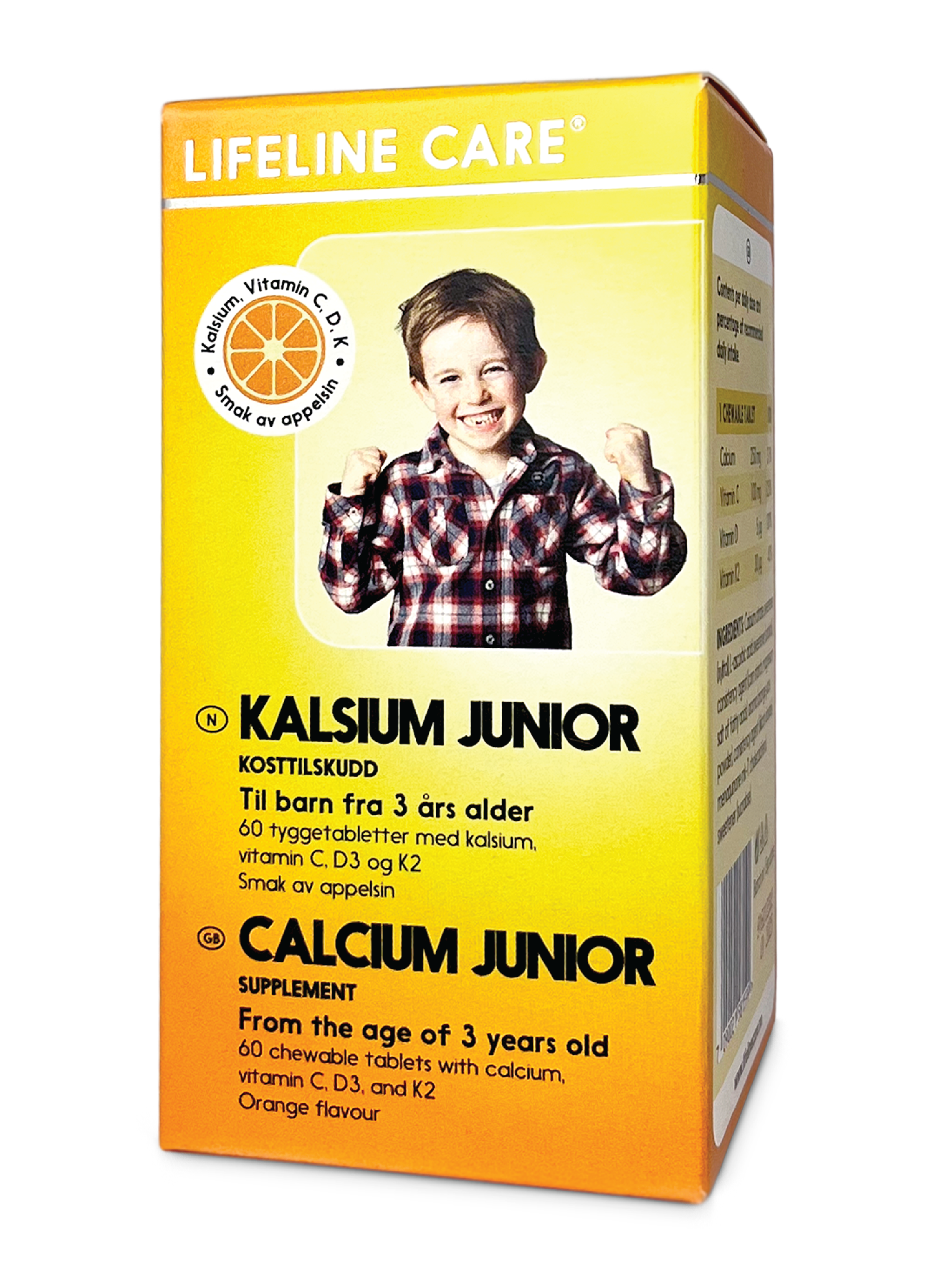 Lifeline Care Kalsium Junior Tyggetabletter, Appelsin, 60 stk.