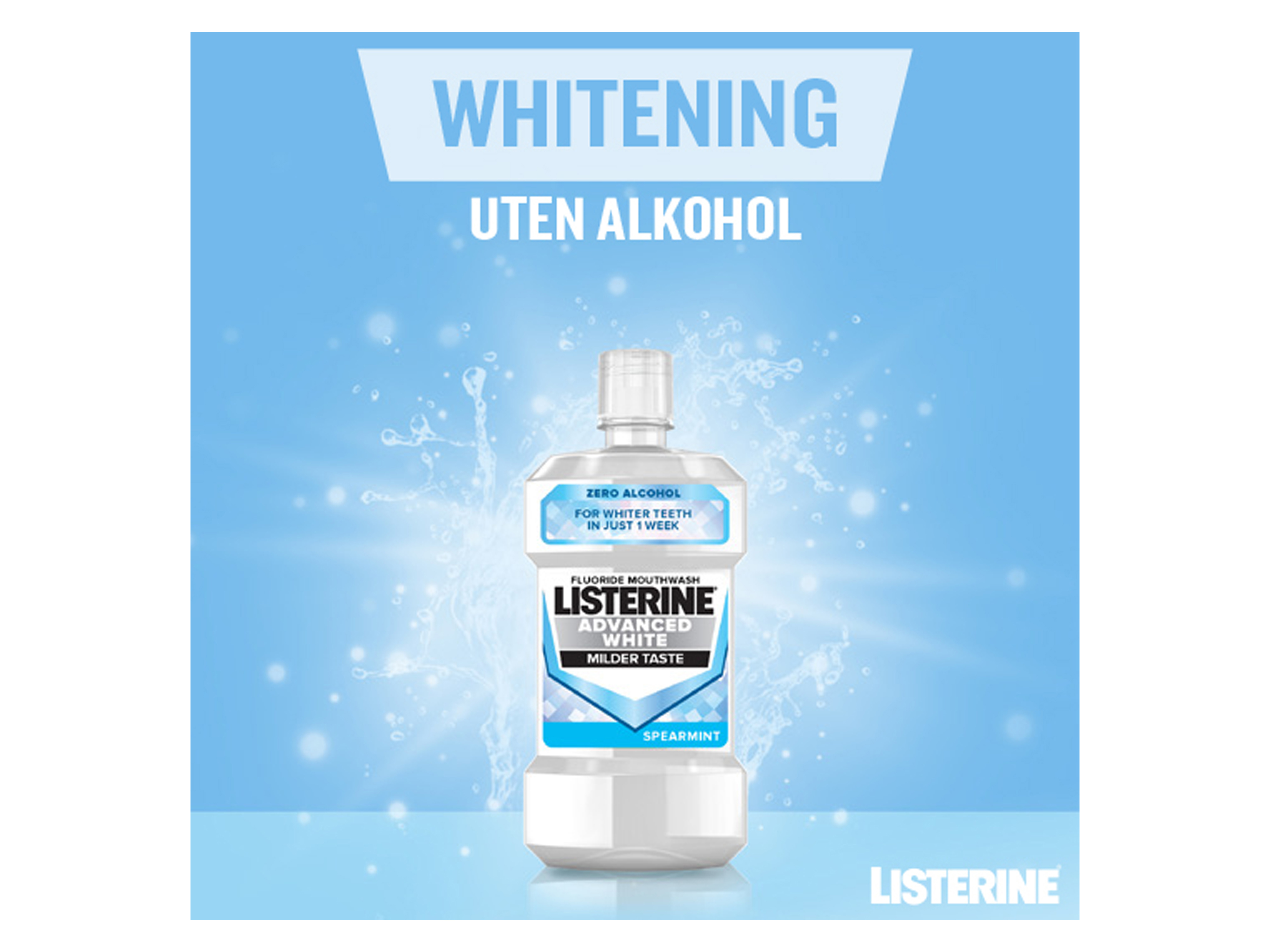 Listerine Advanced White Milder Taste Munnskyll, 500 ml