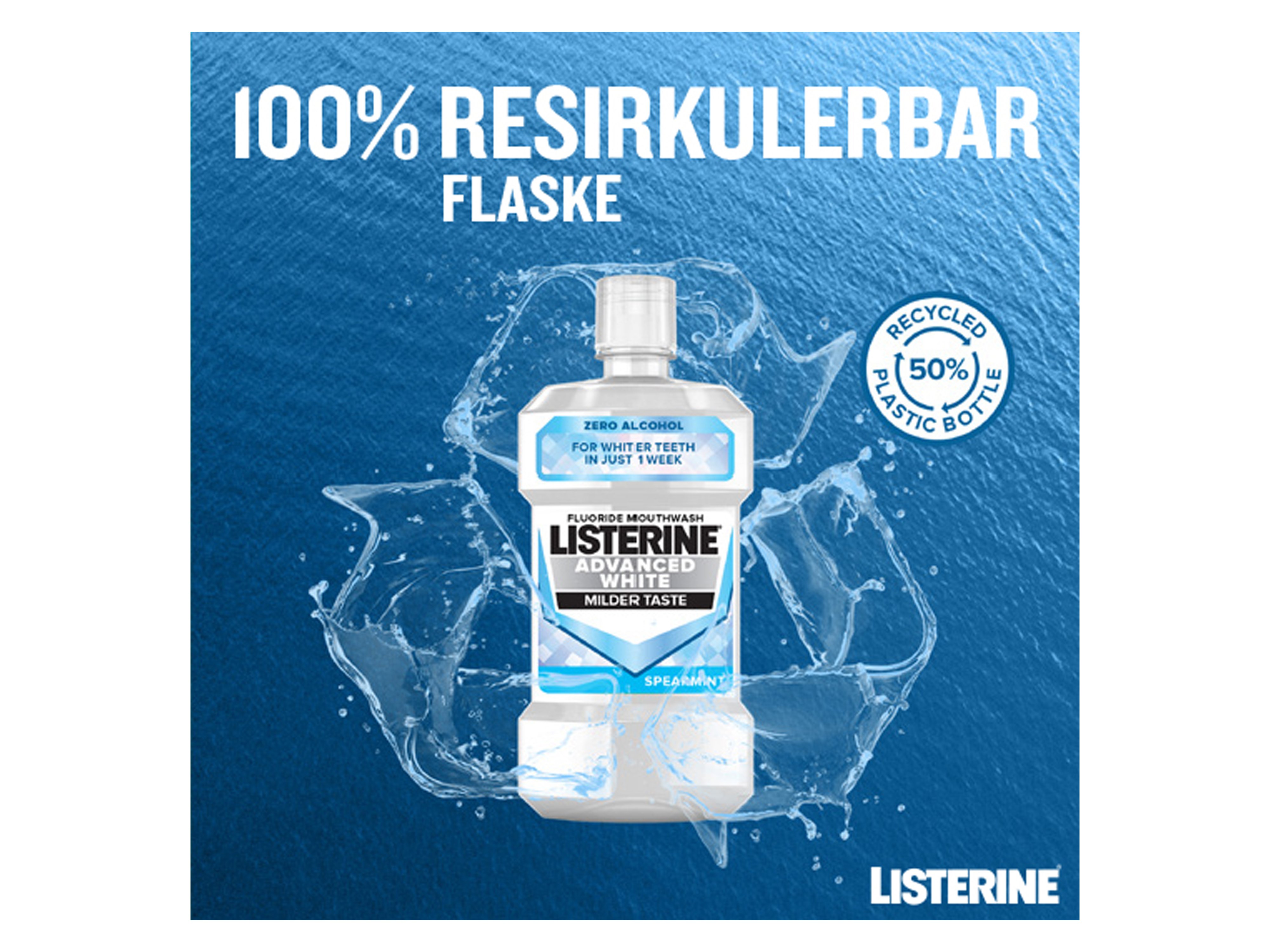 Listerine Advanced White Milder Taste Munnskyll, 500 ml