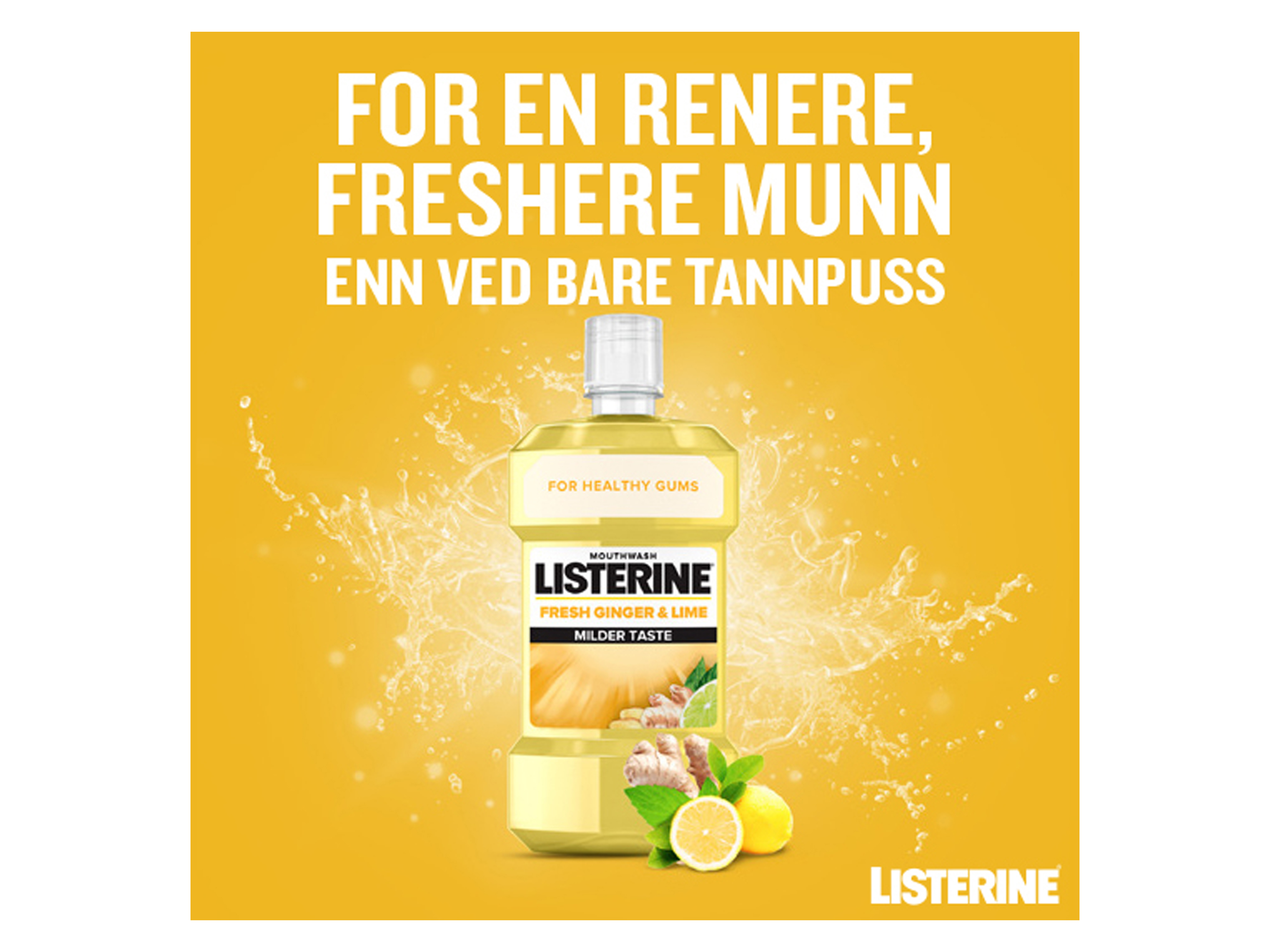 Listerine Fresh Ginger & Lime Milder Taste Munnskyll, 500 ml