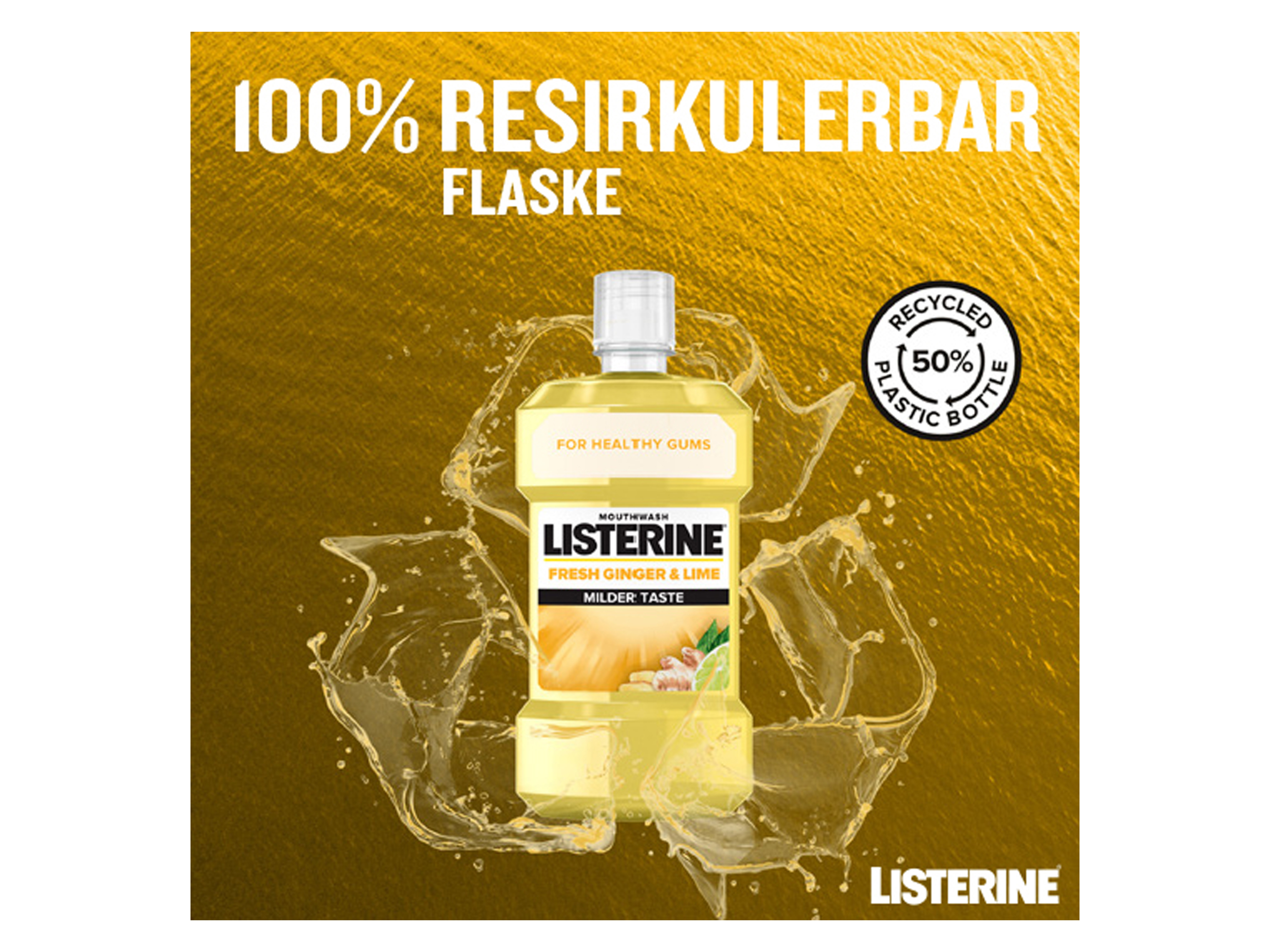 Listerine Fresh Ginger & Lime Milder Taste Munnskyll, 500 ml