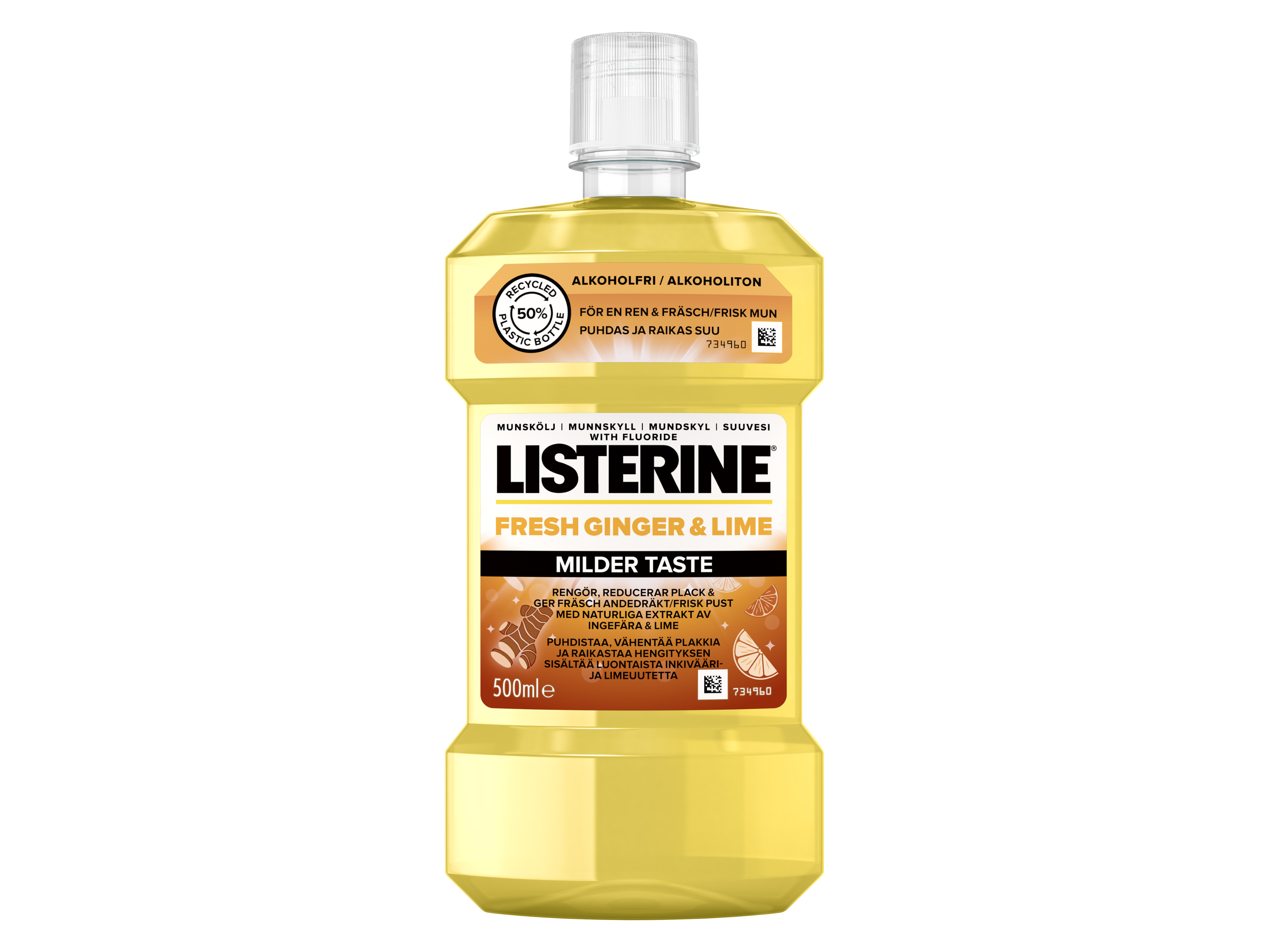 Listerine Fresh Ginger & Lime Milder Taste Munnskyll, 500 ml