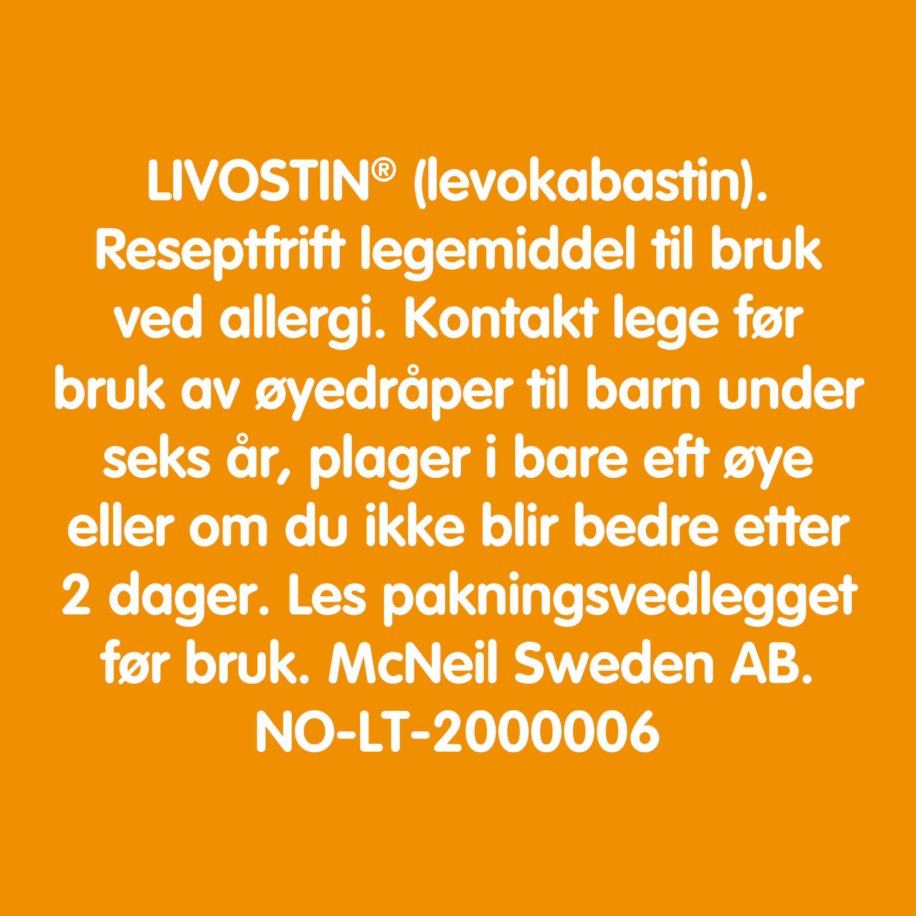Livostin Øyedråper 0,5 mg/ml, 4 ml