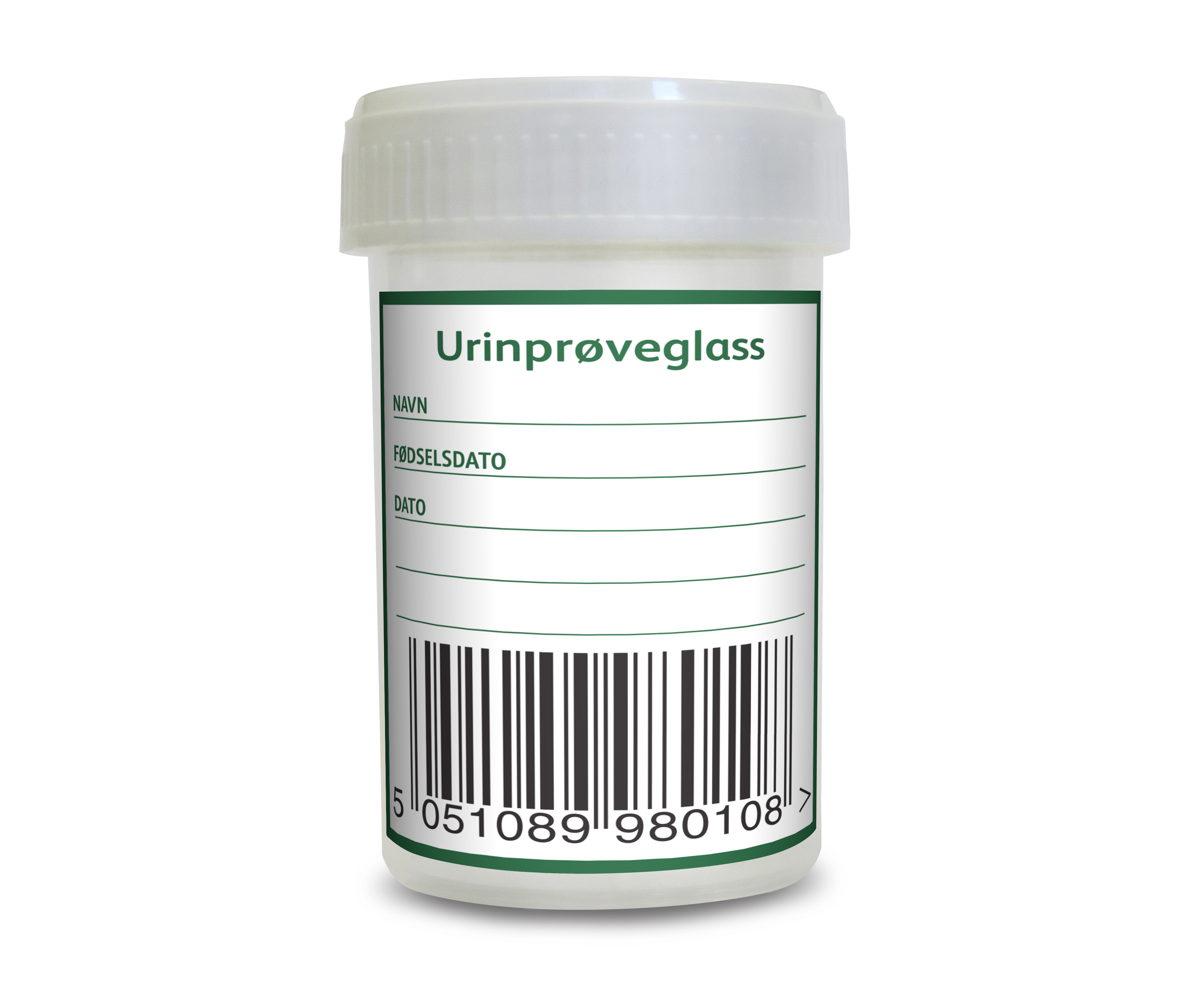 LLP Urinprøveglass m/lokk 60ml, 1 stk.