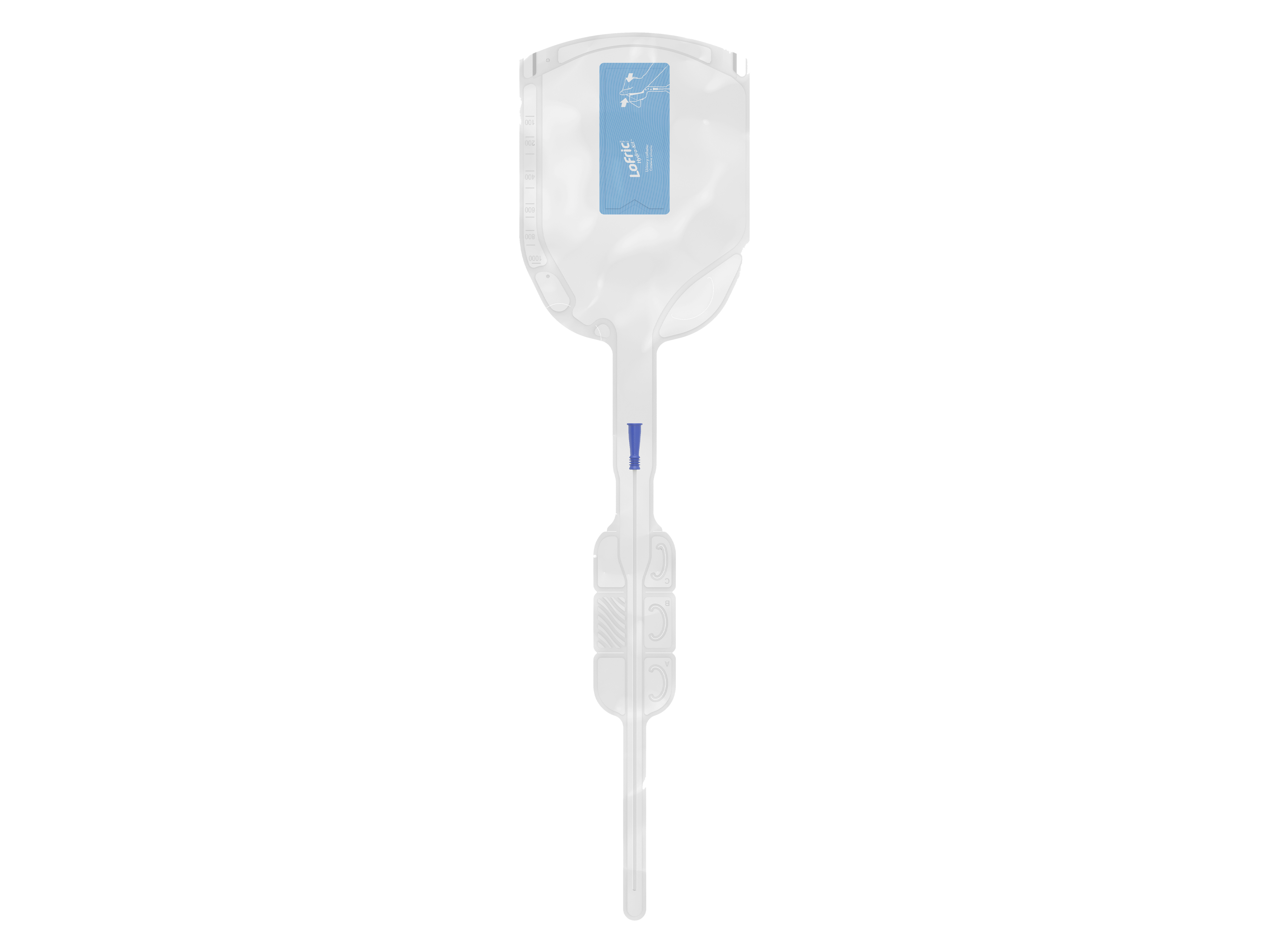 Lofric Hydro-kit kateter med oppsamlingspose, til gutter/menn, CH 08, nelaton, lengde 40 cm, 30 stk.