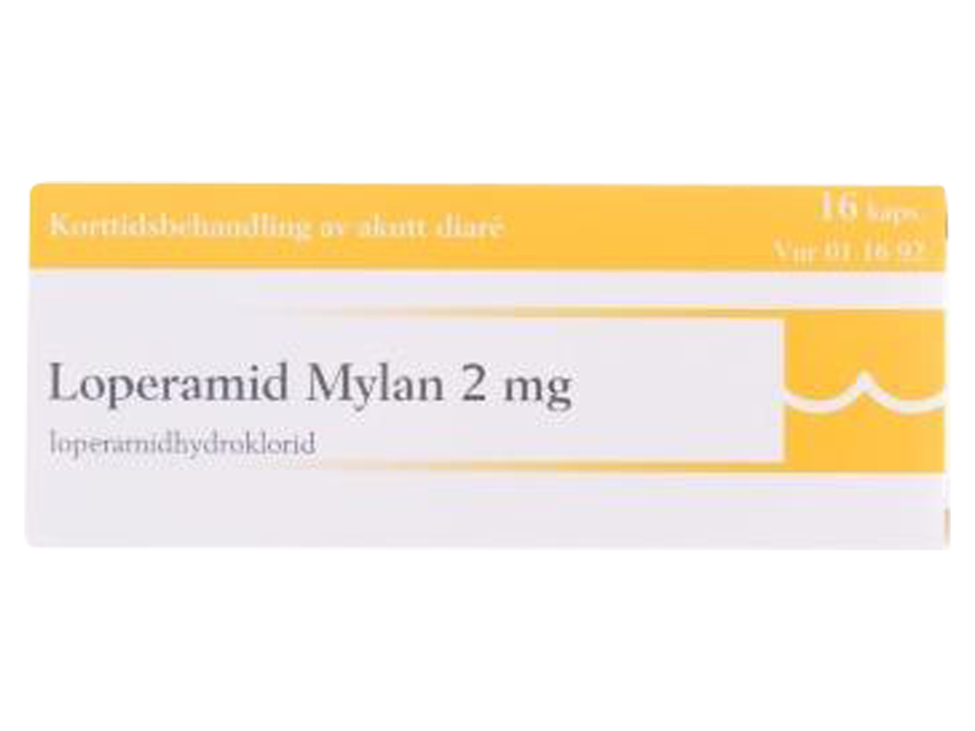 Loperamid Mylan kapsler 2 mg, 16 x 1 stk.