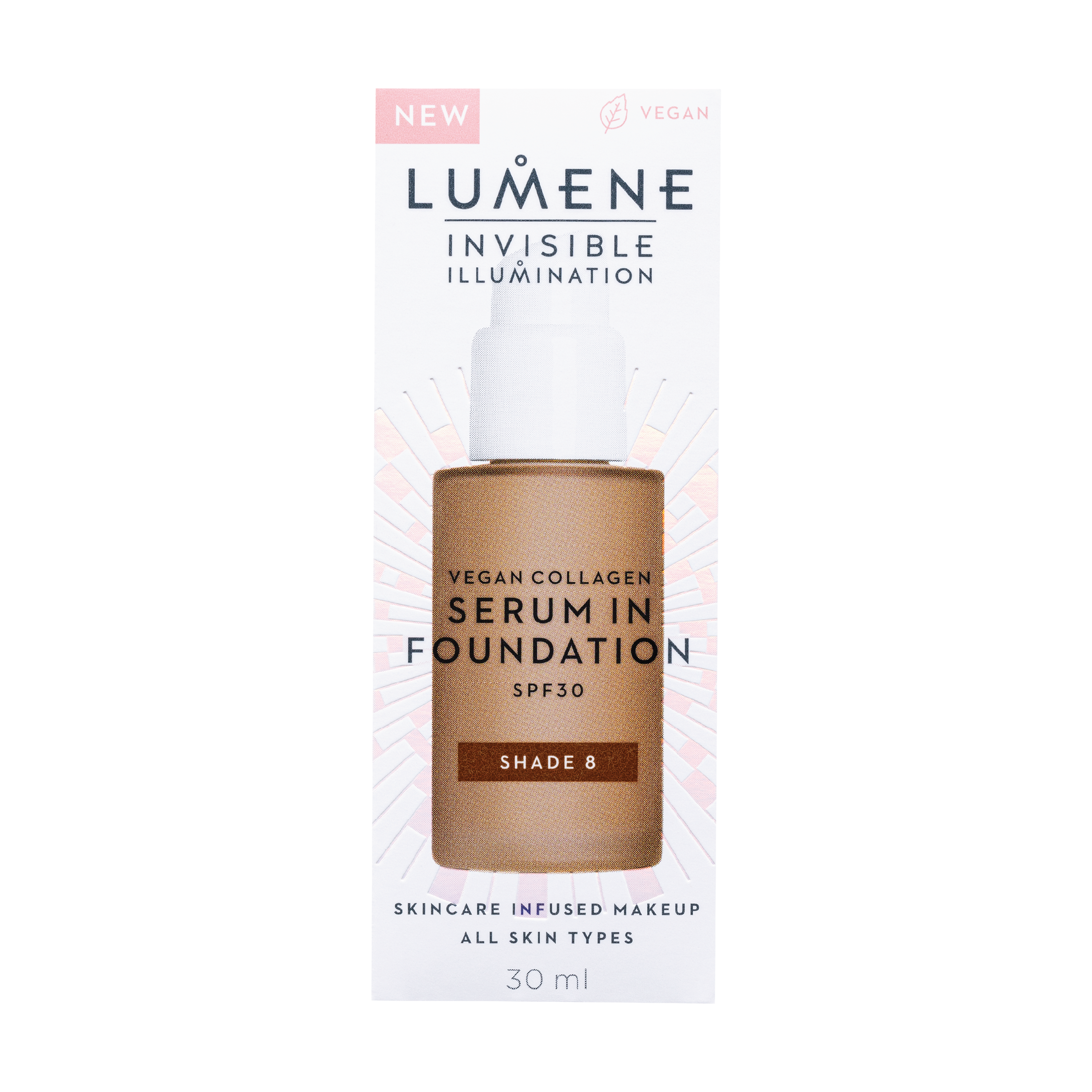 Lumene Invisible Illumination Serum In Foundation SPF30, Farge 8, 30 ml