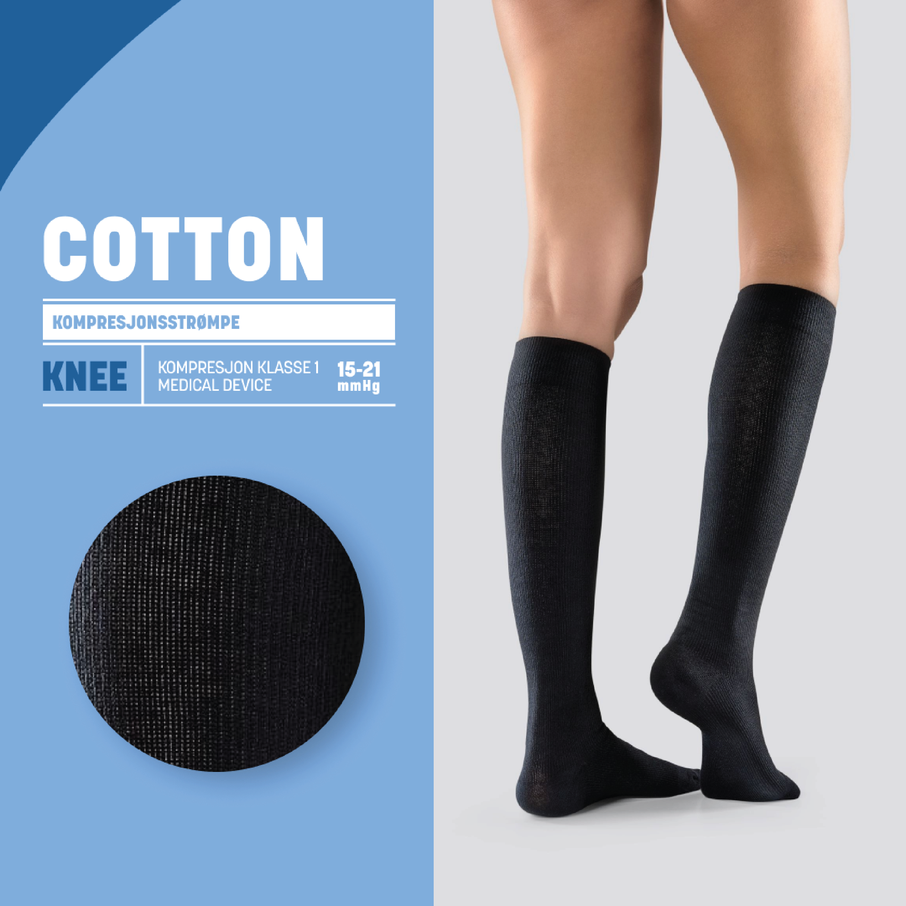 Mabs Bomull Knestrømpe Klasse 1, X-Large, sort, 1 par