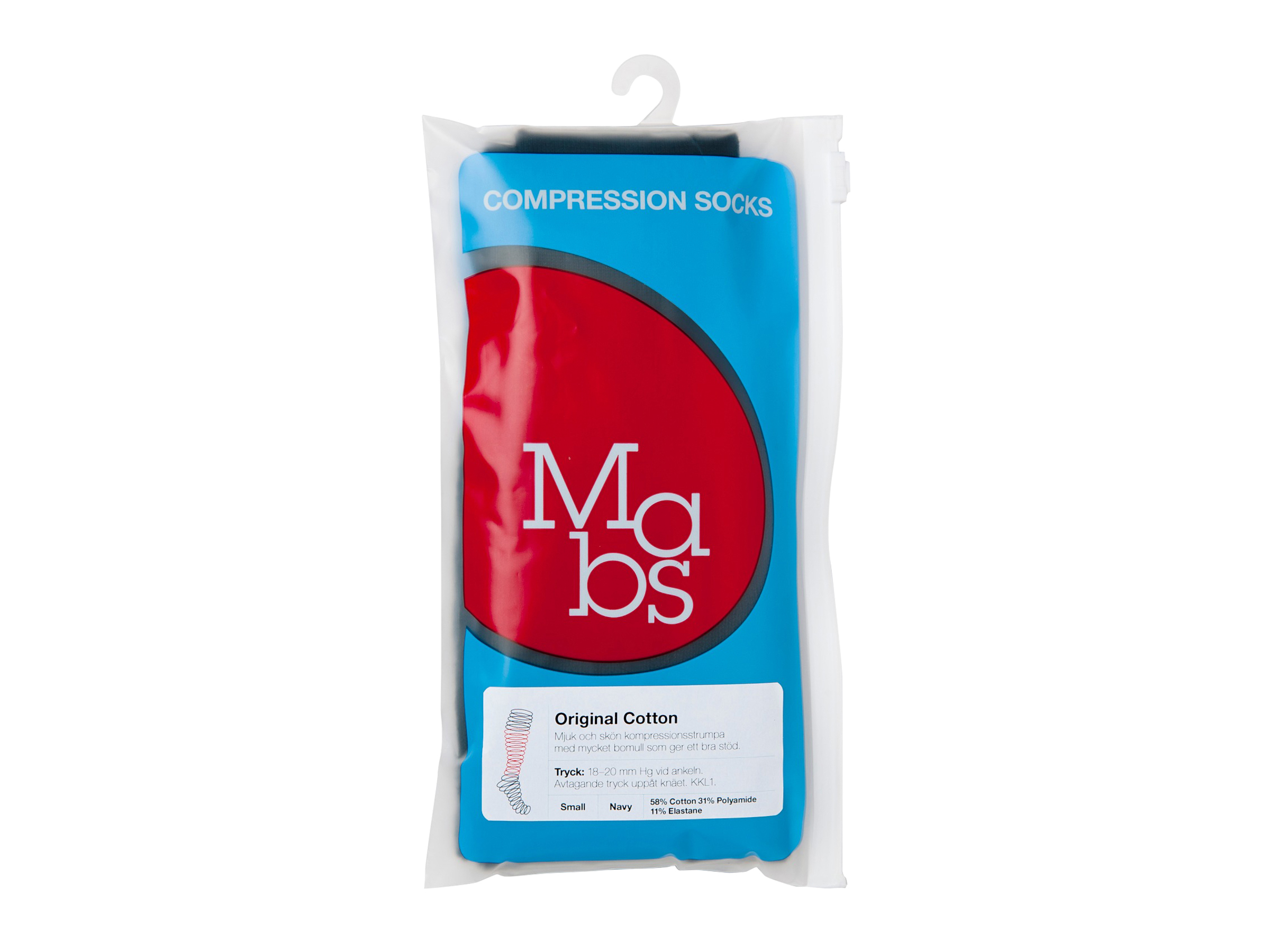 Mabs Bomull kompresjonsstrømpe, Klasse 1, sort, Str. Medium, 1 par