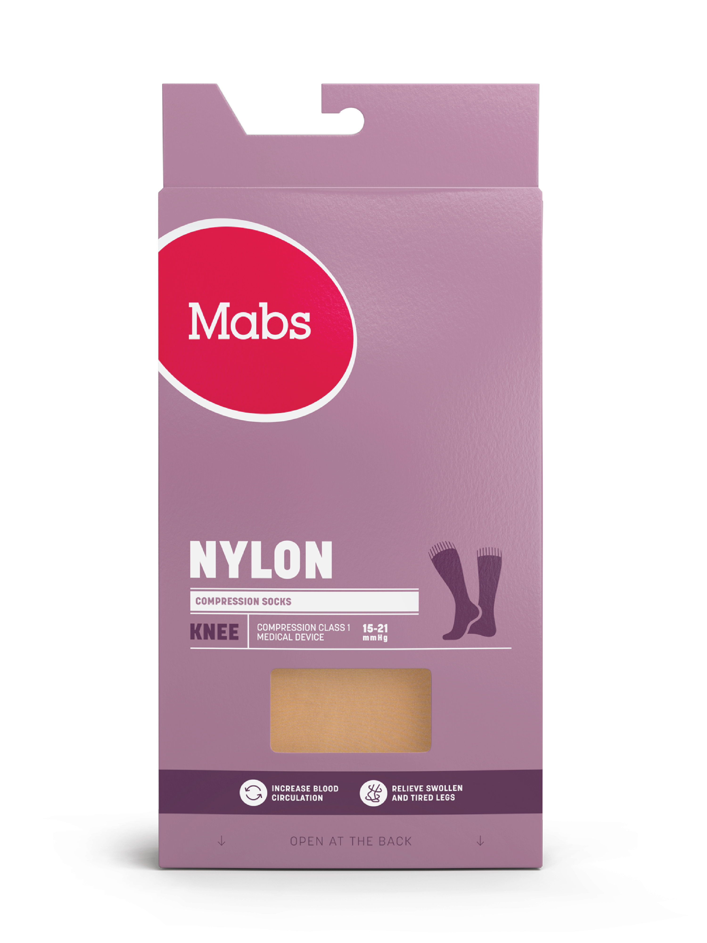 Mabs Nylon Knestrømpe Klasse 1, Medium, sand, 1 par