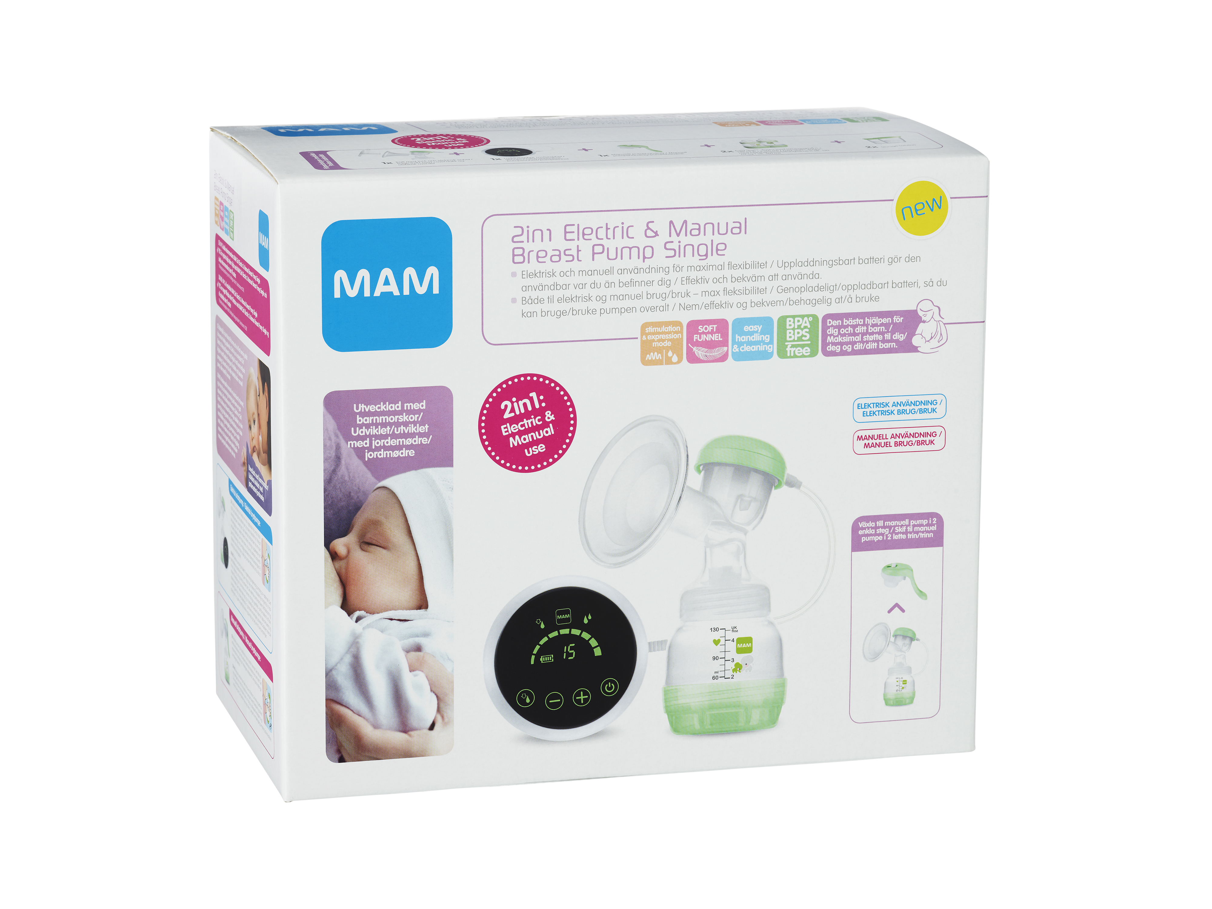 MAM 2in1 Electric and Manual Breast Pump, 1 stk