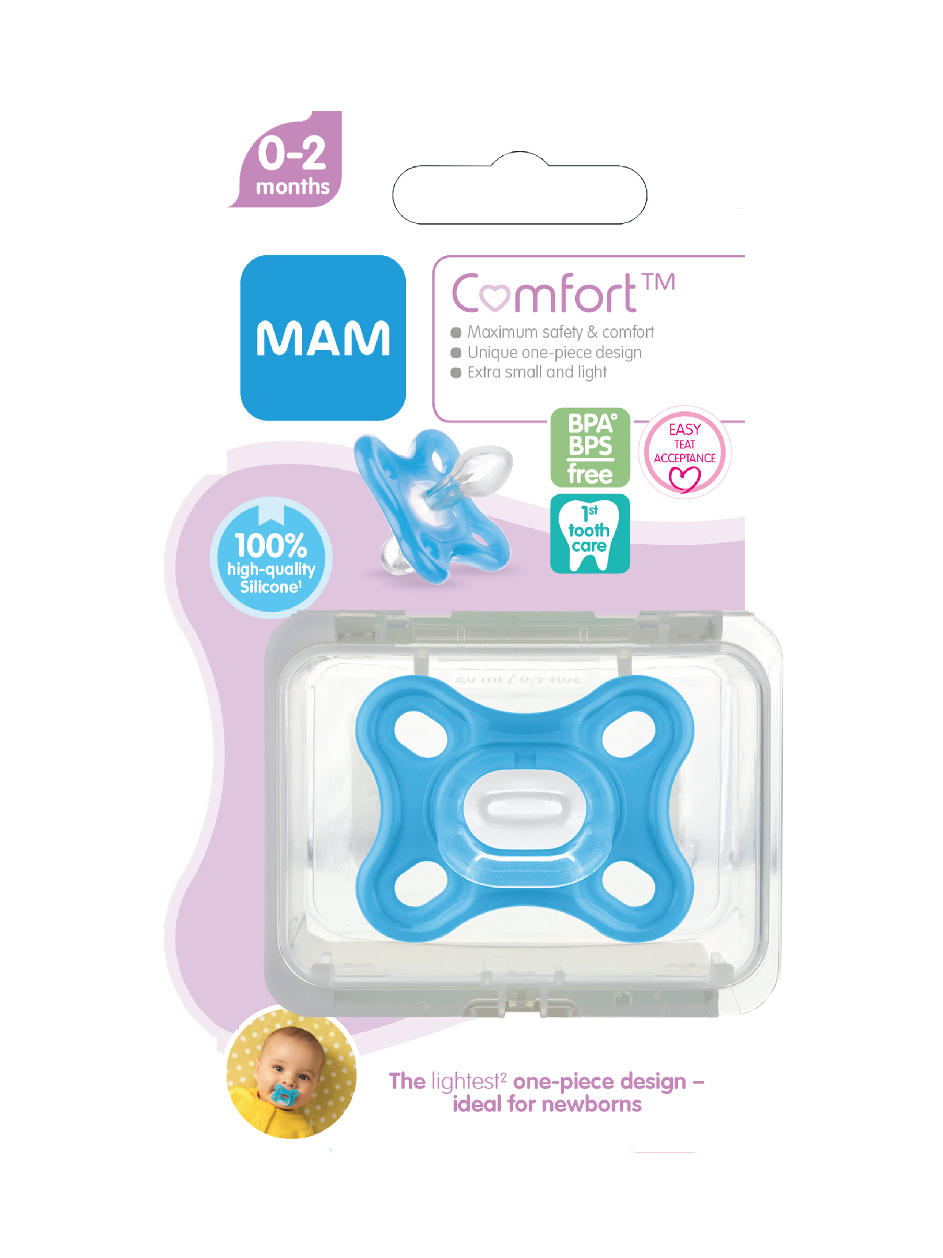 MAM Comfort Smokk, 0-2 mnd, blå, 1 stk.