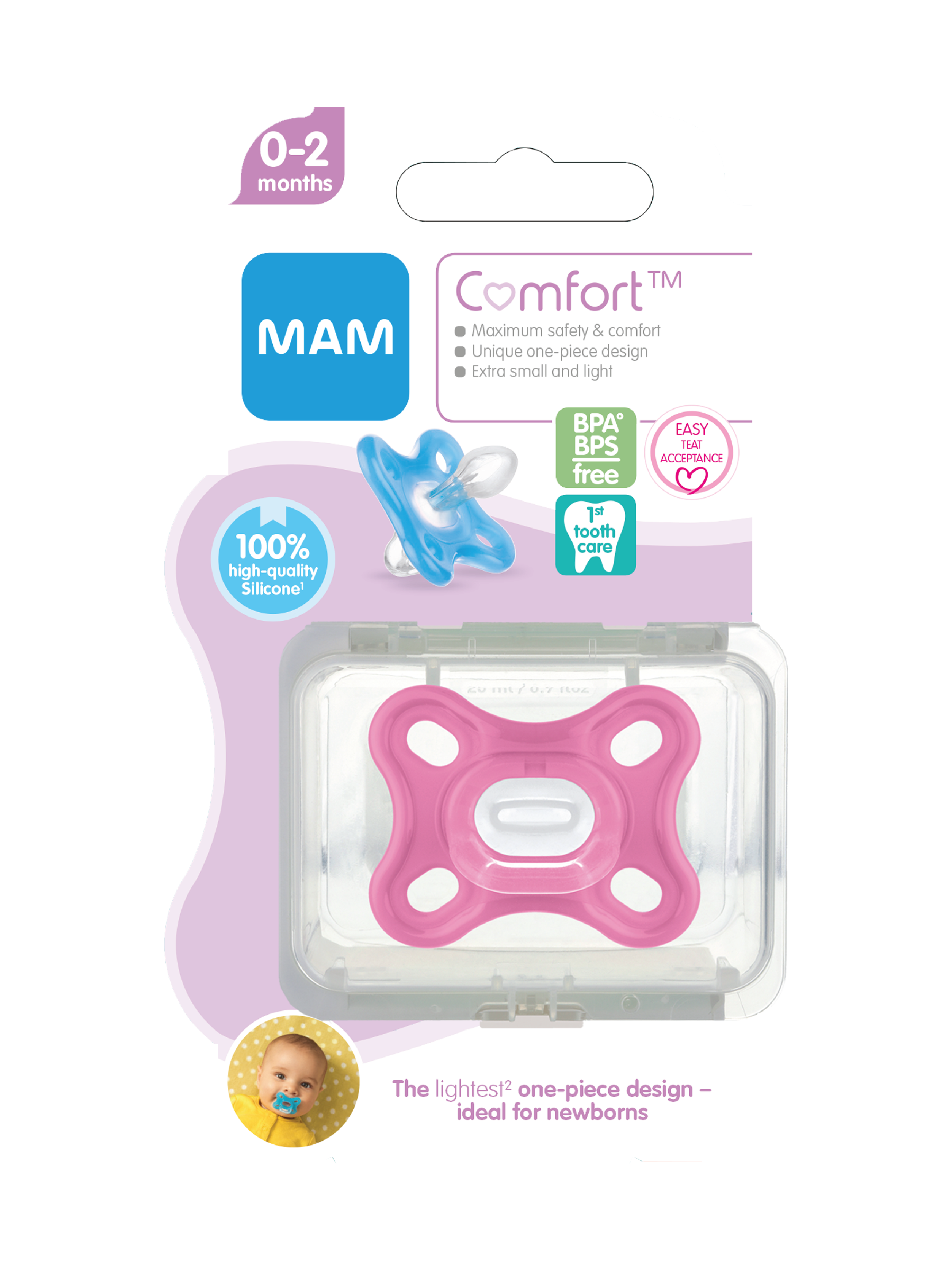 MAM Comfort Smokk, 0-2 mnd, rosa, 1 stk.