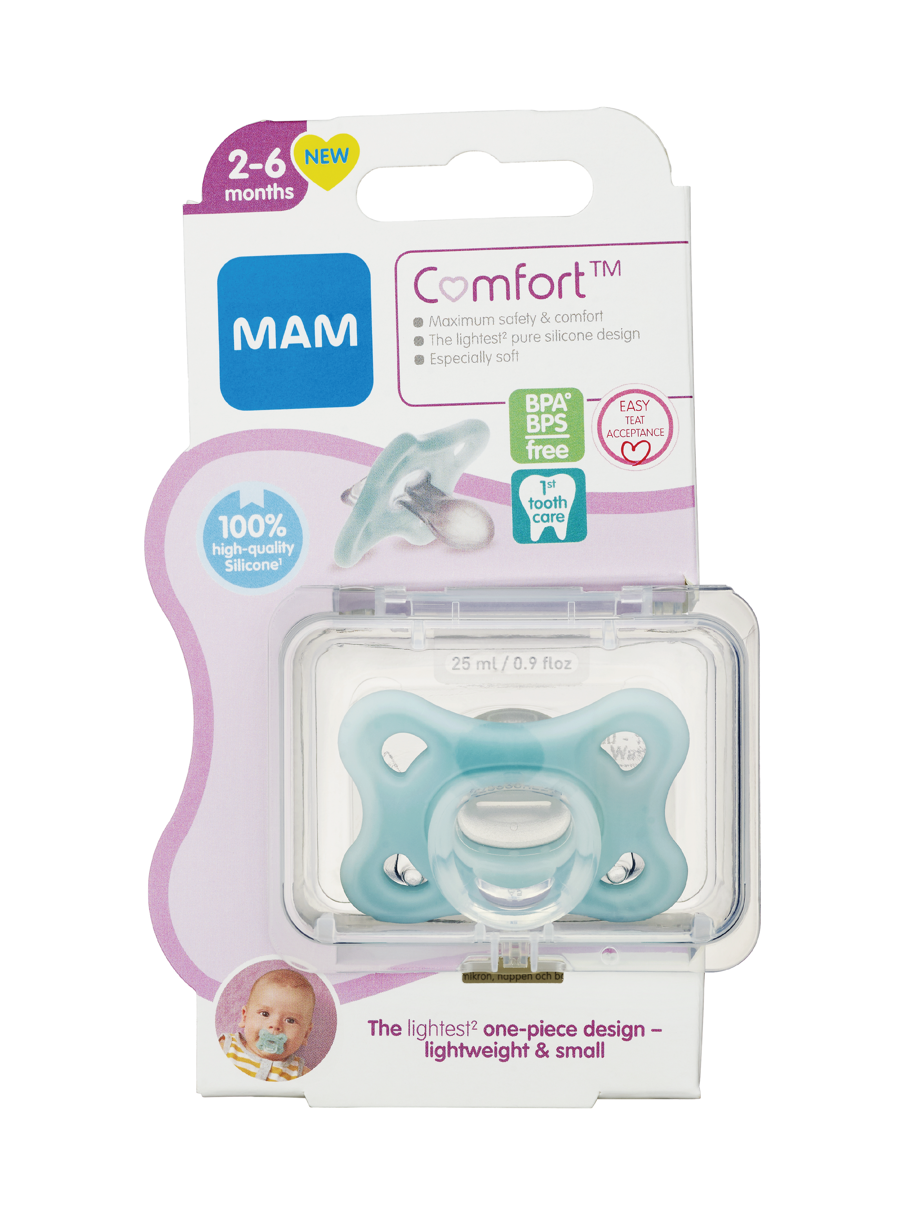 MAM Comfort Smokk, 2-6 mnd, lyseblå, 1 stk.