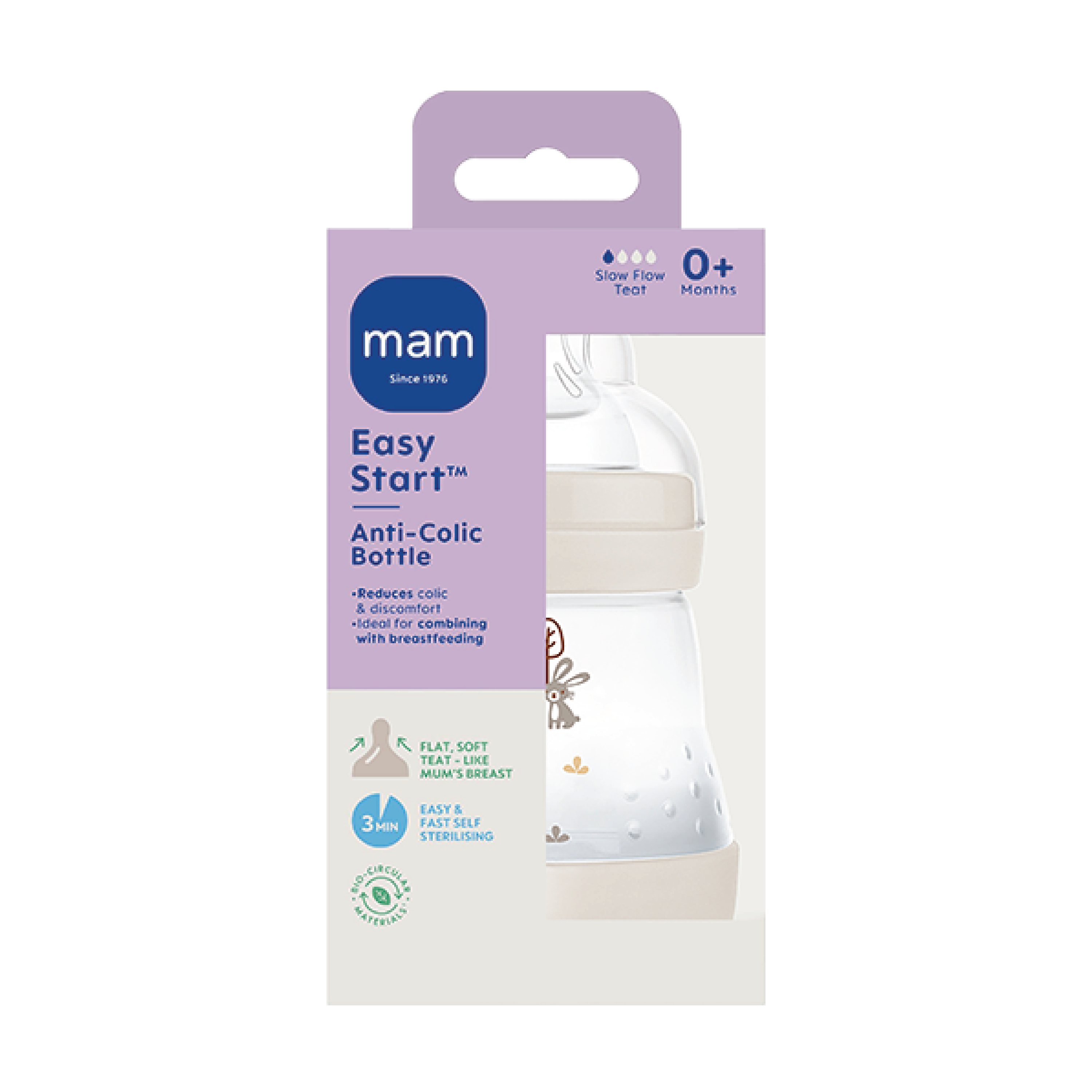 MAM Easy Start Anti-Colic Tåteflaske, Beige, 160 ml