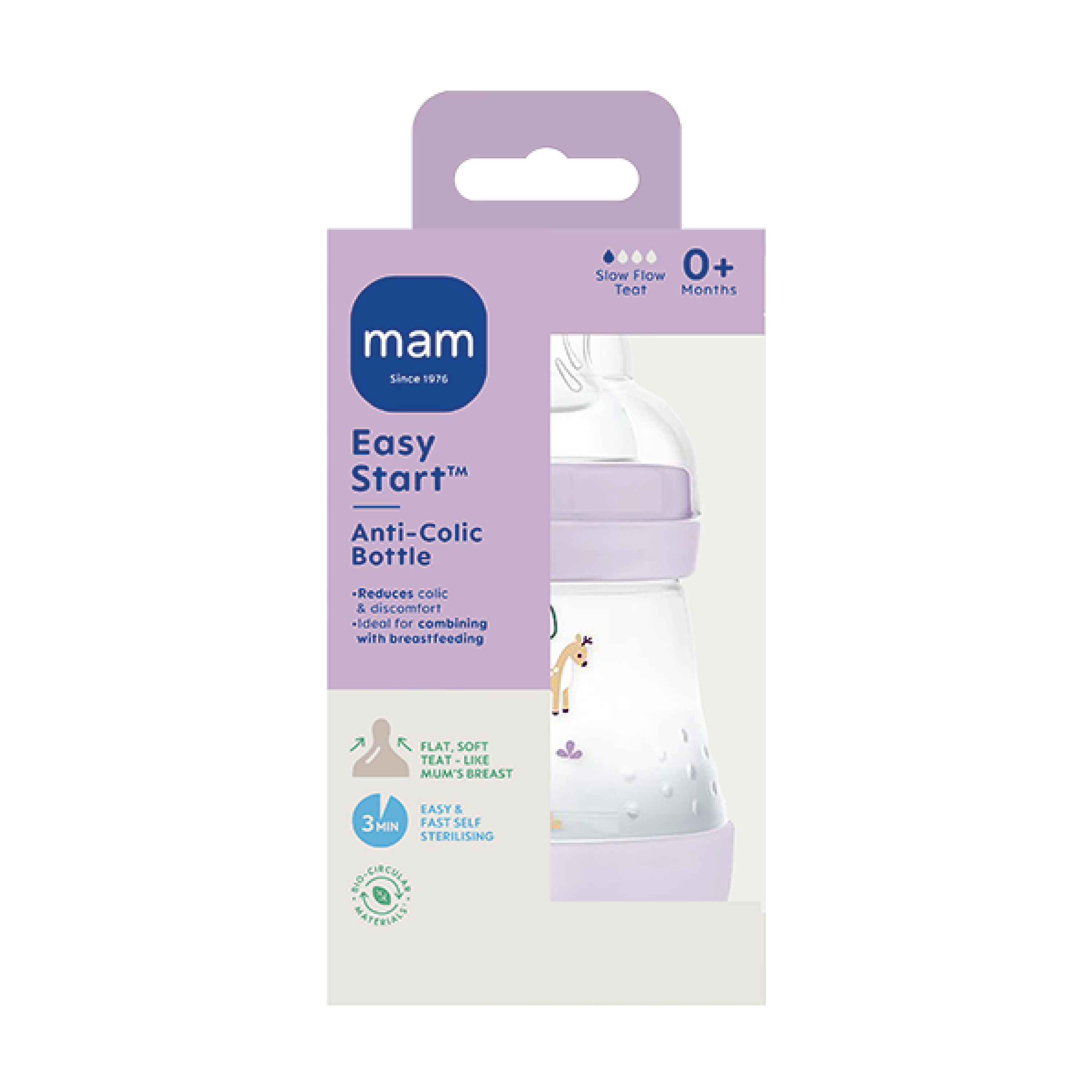 MAM Easy Start Anti-Colic Tåteflaske, Lilla, 160 ml