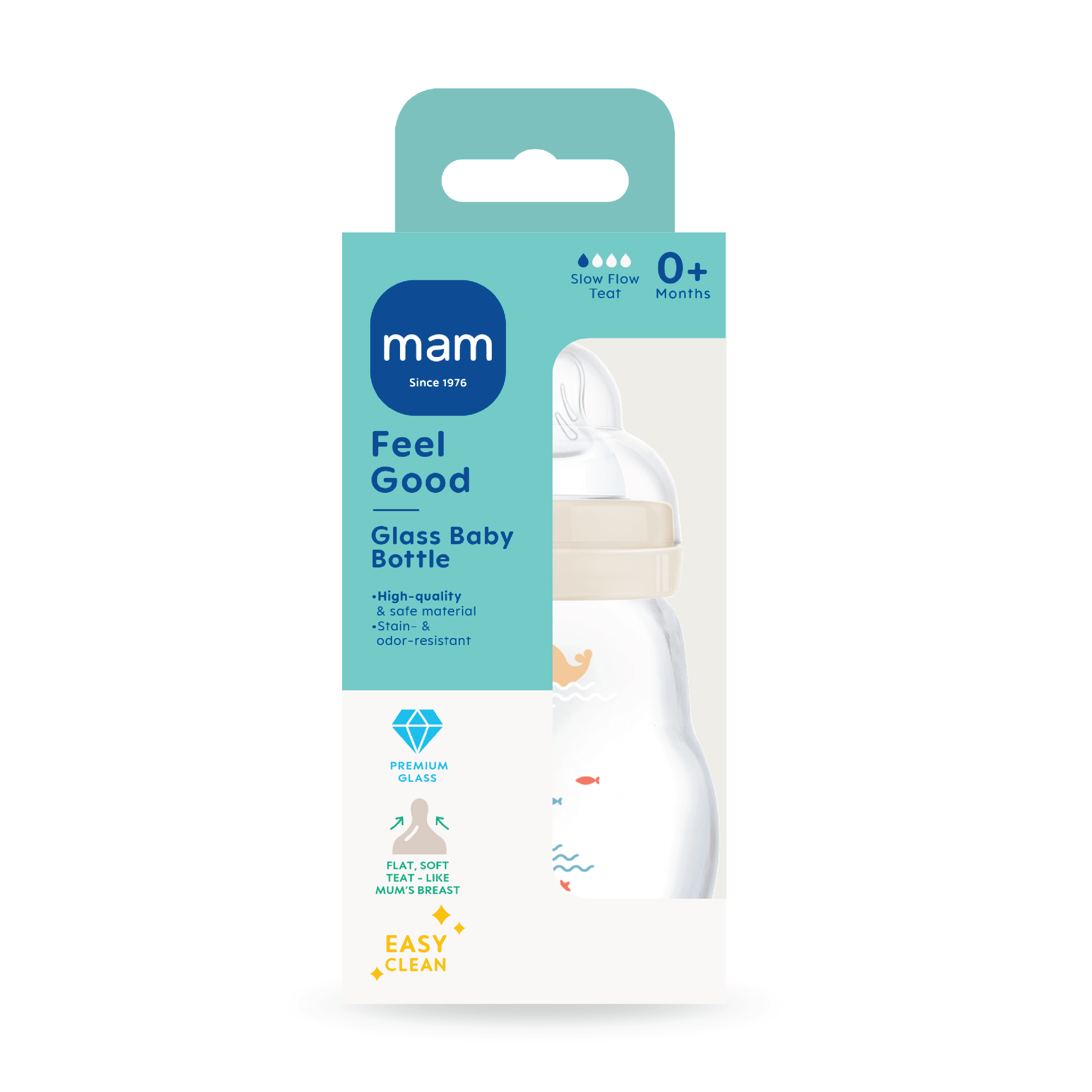 MAM Feel Good Tåteflaske Glass, Beige, 170 ml